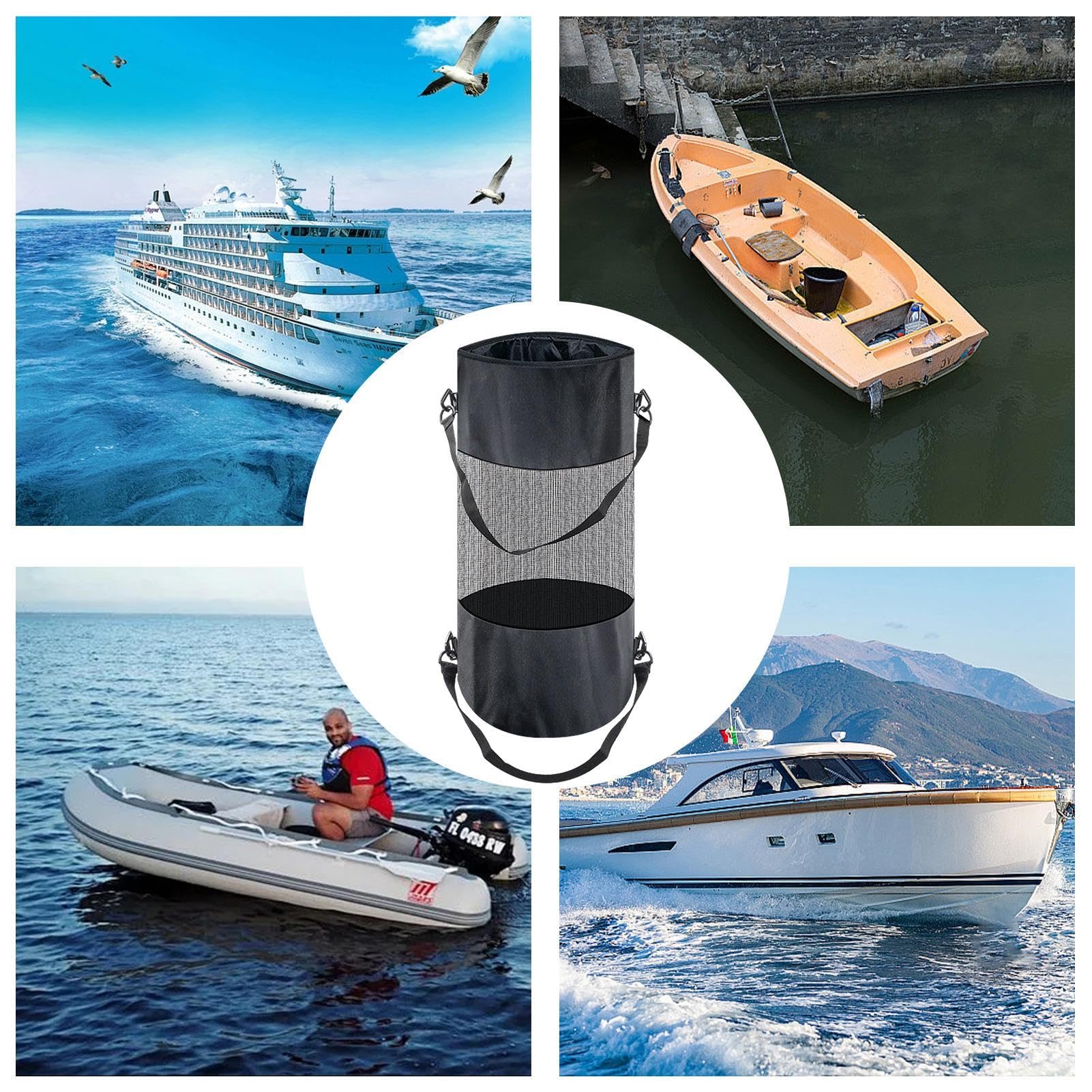 Sac Poubelle / Conteneur à Déchets Pour Bateau (ponton, Pêche) - Tissu Oxford - 90x24.5 Cm - Neuf
