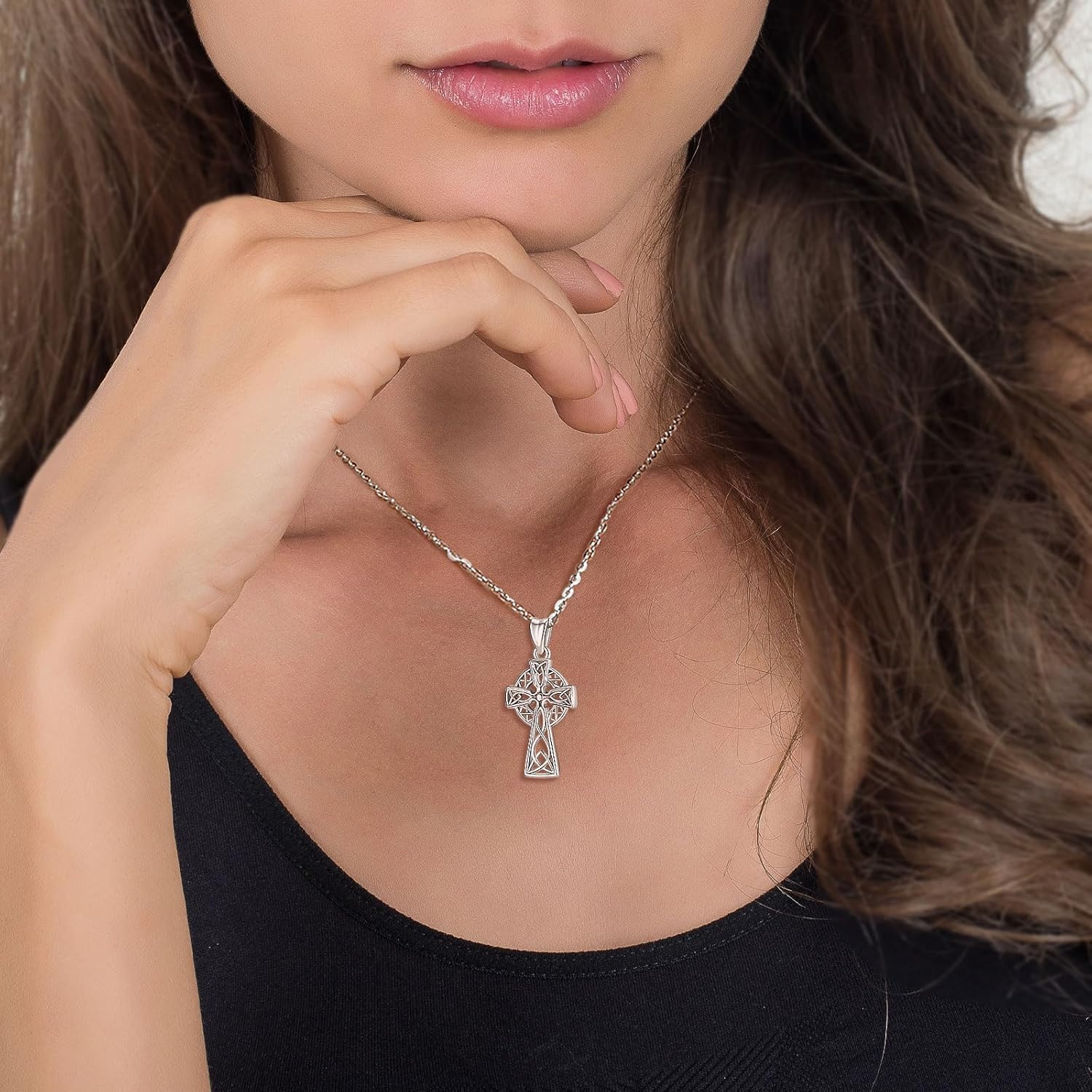 INFUSEU Sterling Silver Irish Jewelry, Celtic Claddagh Witches Knot Necklace for Women Teen Girls - Image 4