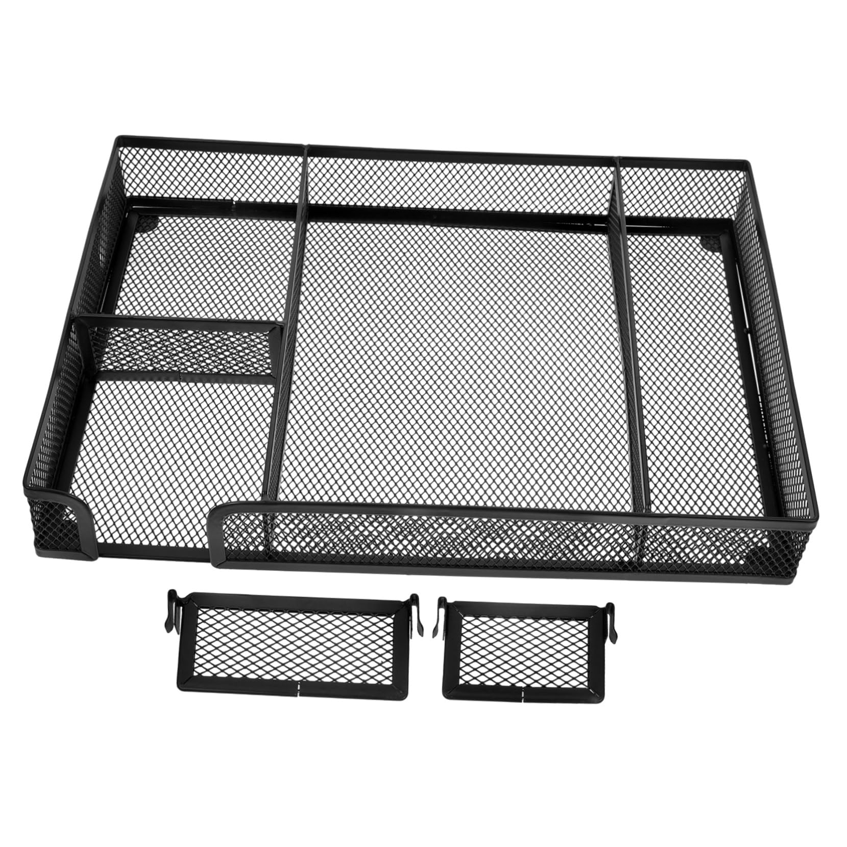 Housoutil 3 Pezzi Organizer Scrivania in con Scomparti Vassoio per Cassetto Ufficio Organizer Piccolo per Accessori Scrivania Nero Resistente