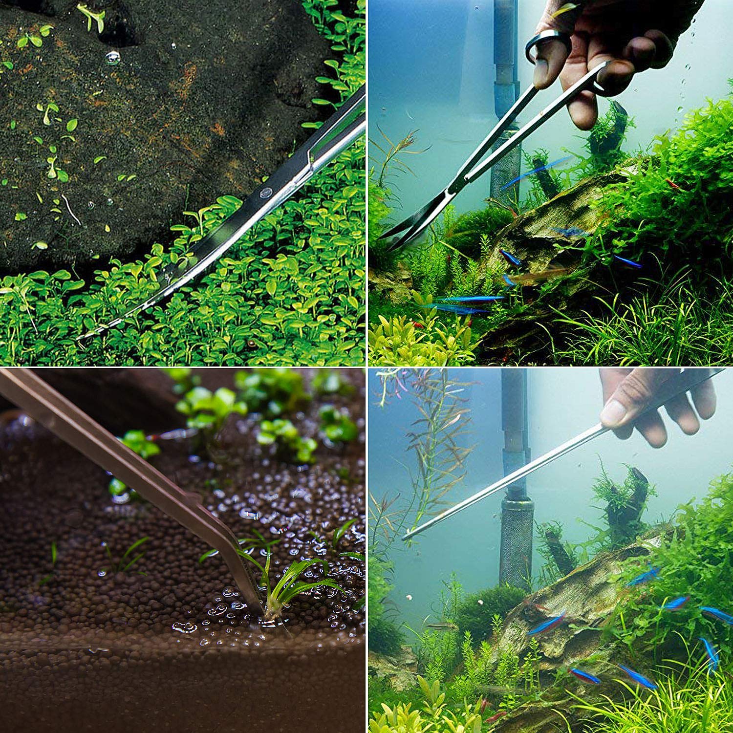 Czemo Serbatoio per Pesci d'acquario in Acciaio Inossidabile Acquario Forbici Pinze Spatola Aquascaping Insieme Di Attrezzi per Fish Tank Piante