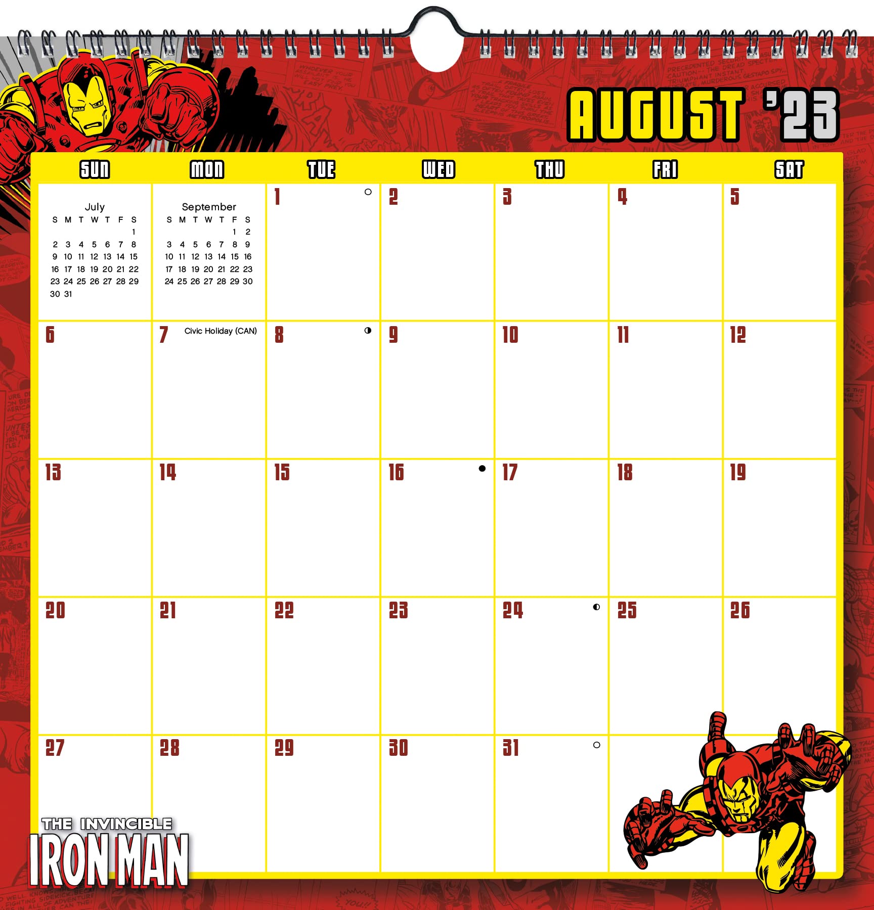 Calendario da parete 2023-2024 Marvel Comics Academic a spirale (luglio 2023 - giugno 2024)