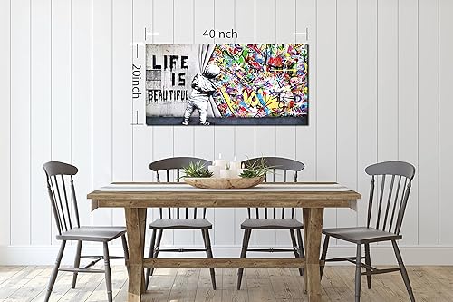 Miniatura 143 de JKWALL77 Arte de pared de graffiti – Decoración de pared de arte abstracto grande – Arte de pared en lienzo para sala de estar, listo para colgar