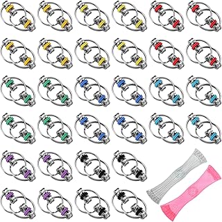 30 Pcs Bike Chain Fidget Toys and 2 Pcs Marble Mesh Fidget Toy for ADHD Stress Relief Finger Toys Fidget Flippy Key Chains Autism Sensory Toys for Adults Teens School Classroom