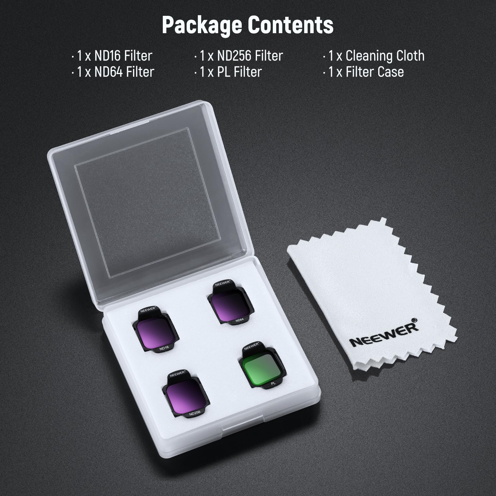 NEEWER Set di Filtri ND Compatibili con DJI Flip/Lito X1 Drone, ND16 ND64 ND256 CPL, Accessori Drone, Filtro Polarizzatore Circolare a Densità Neutra in Vetro Ottico HD Multistrato a Scatto, FL-N33