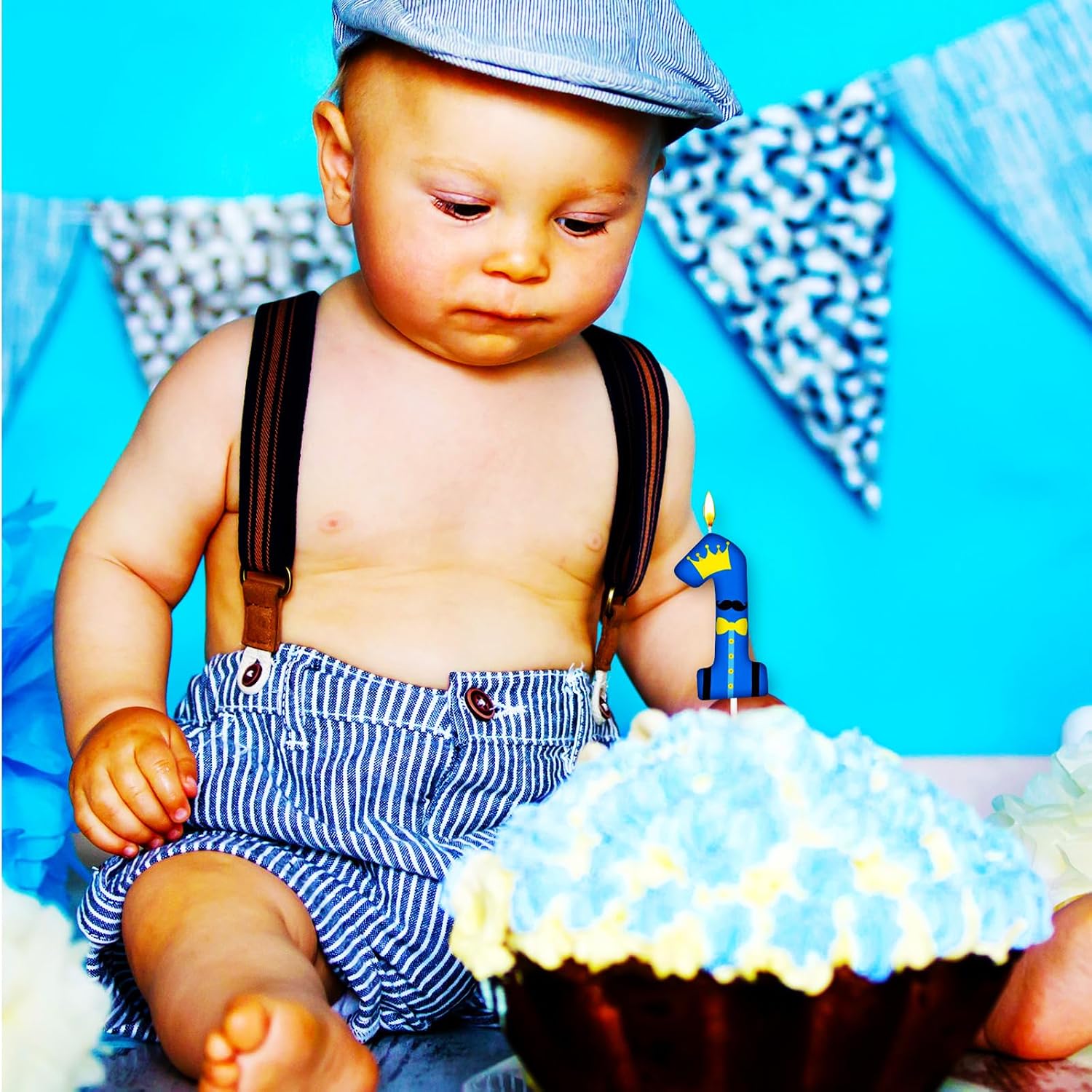 MTLEE Mr Onederful Number 1 Candle First Birthday Candle Decorations image 5