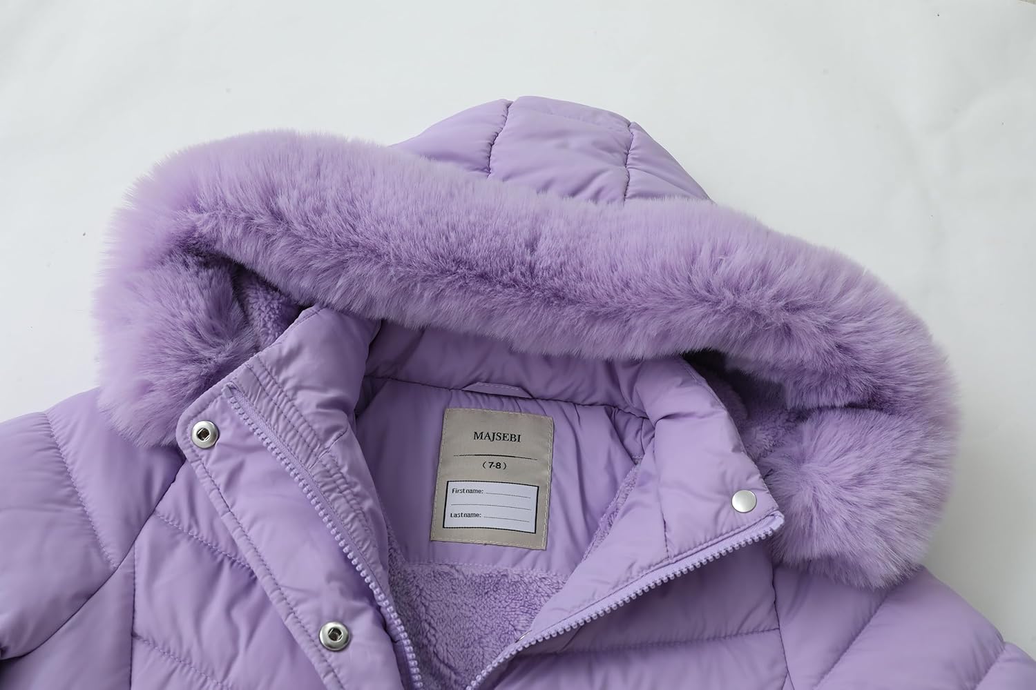 Girls Long Puffer Jacket with Faux Fur Hood,Winter Warm Down Coat for Kids Outerwear - Image 4