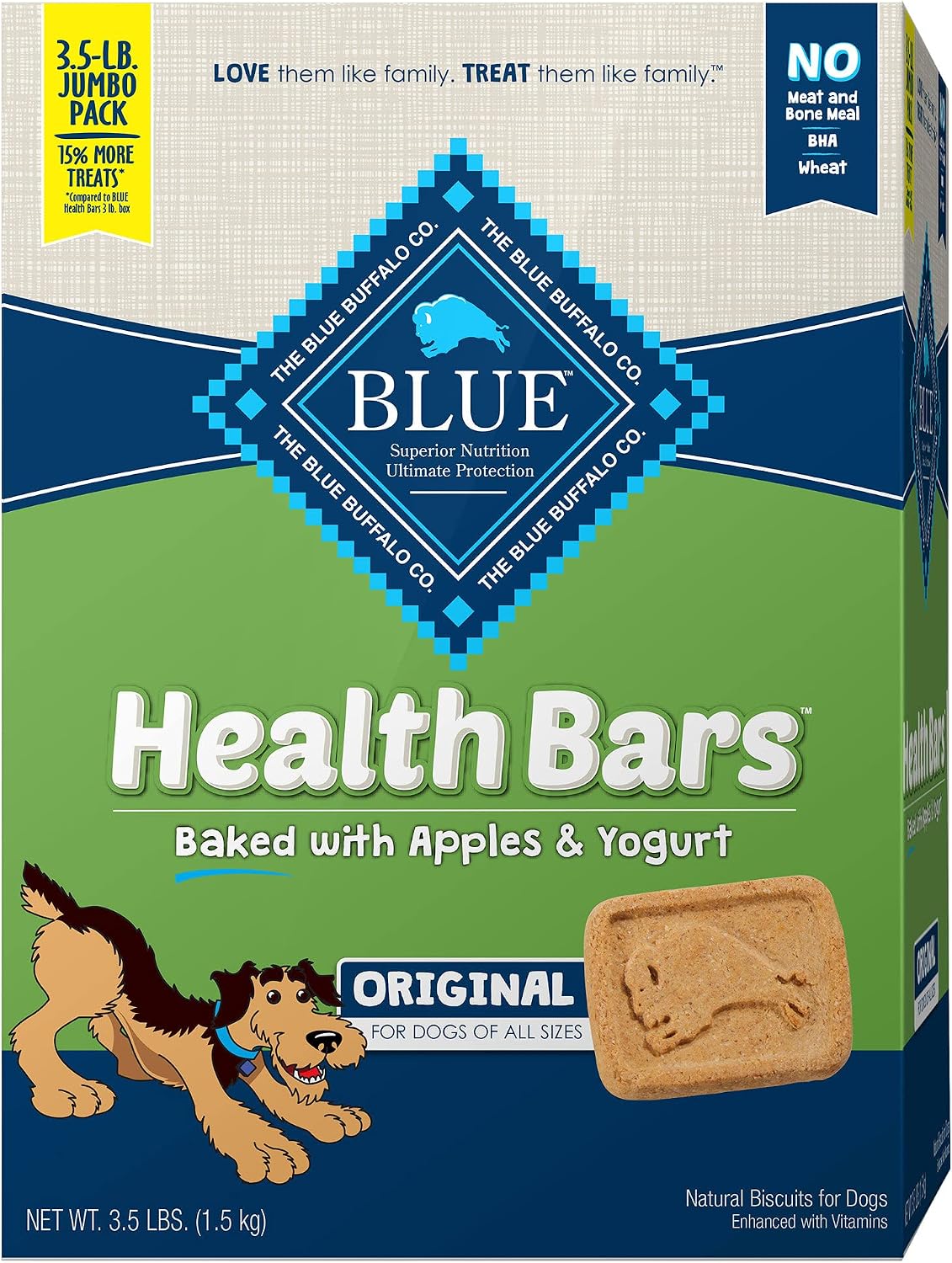 Blue Buffalo Health Bars Baked with Apple & Yogurt Natural Crunchy Dog Treats, 56 oz.