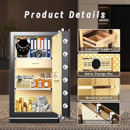 Miniatura 6 de FABAO Wifi Smart 8.1 Cuft Caja fuerte extra grande para el hogar, resistente al fuego, impermeable, antirrobo a prueba de fuego para uso doméstico,