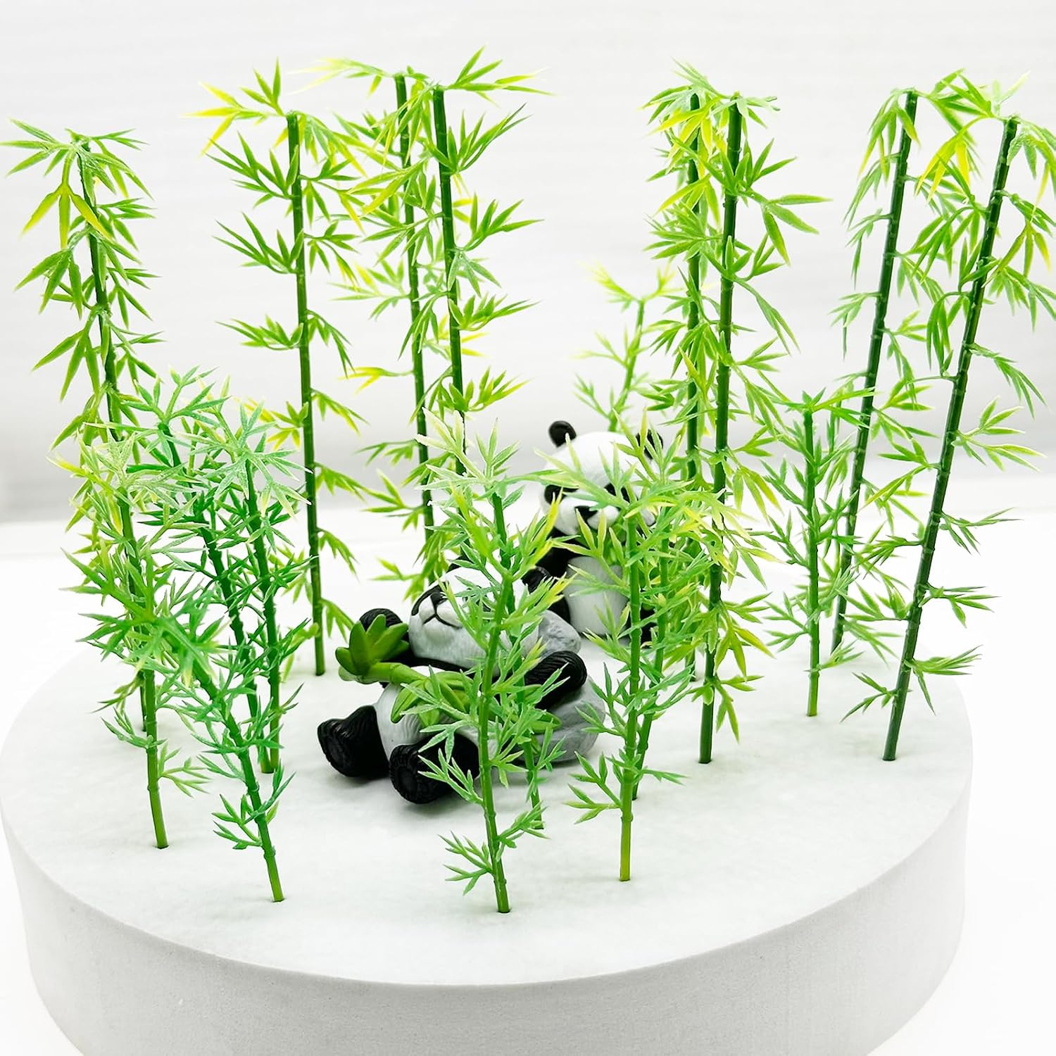 Woohome Miniature Bamboo Trees, Green Plastic Bamboo Trees for Home Miniature Landscape Landform Diorama Project (100PCS)