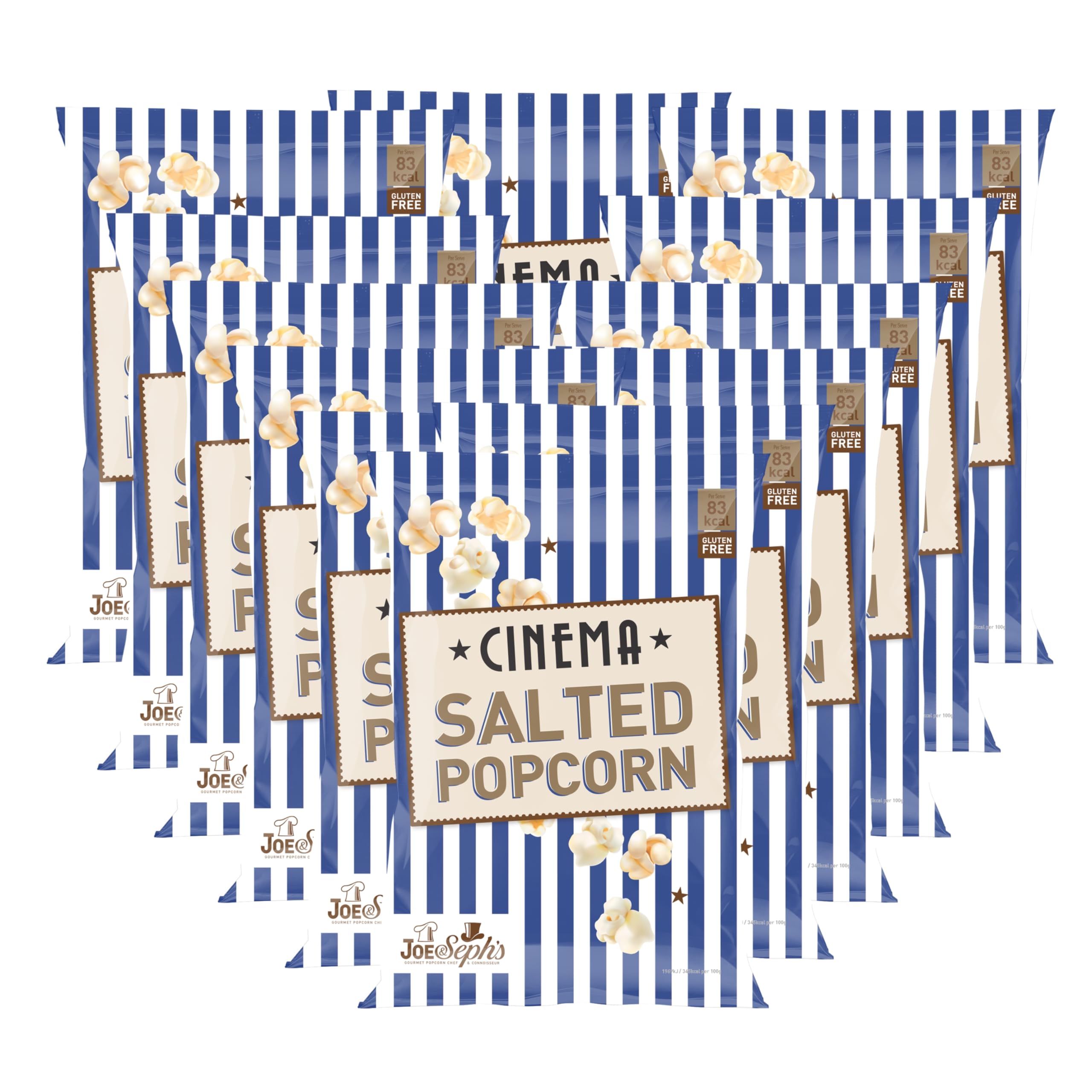 Joe & Seph’s Cinema Salted Popcorn 60g x12 | Gourmet Air-Popped Popcorn Bulk Pack | Perfect Party Snack | Classic Salted Movie Night Treat