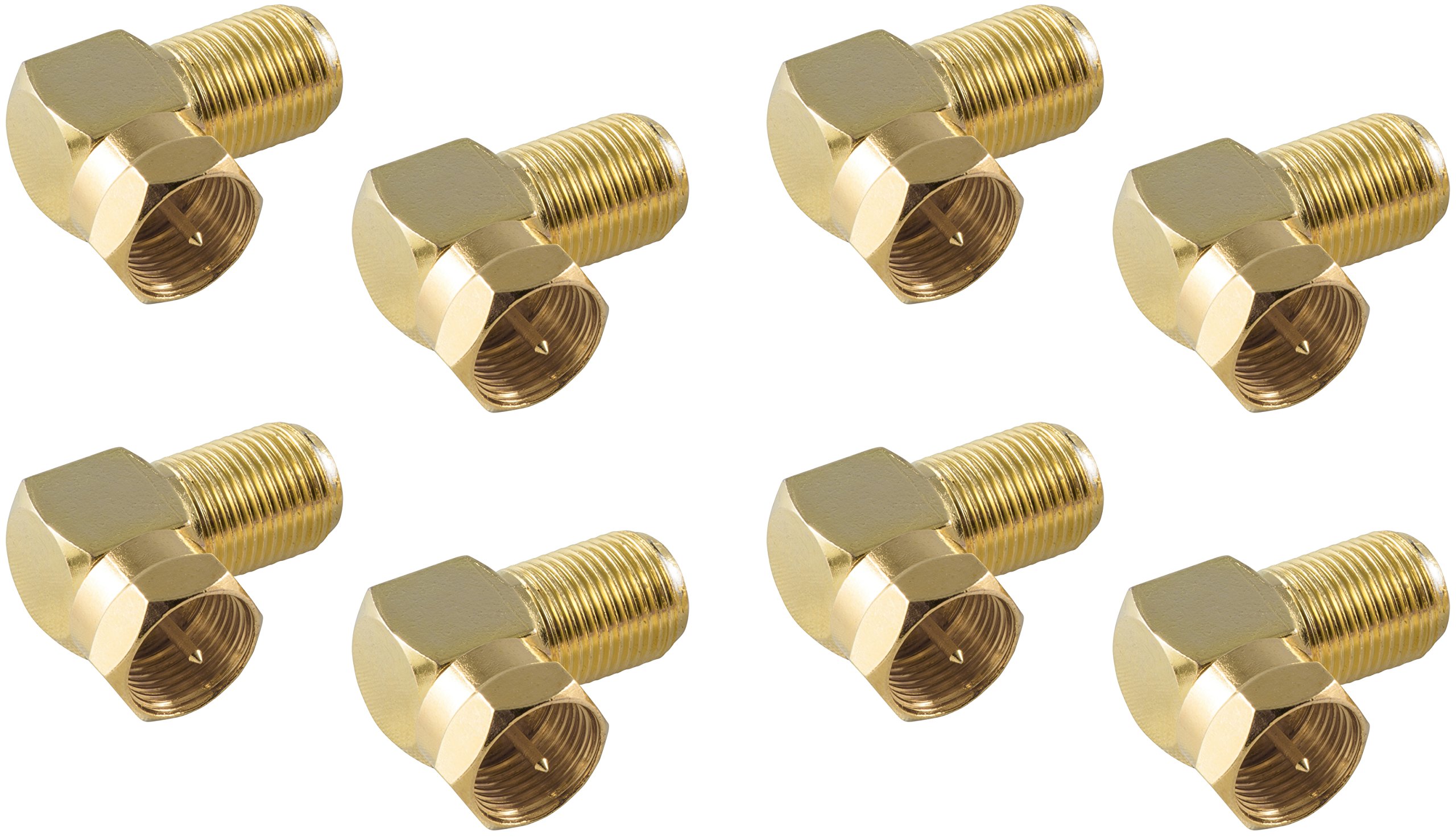 Poppstar 8 adapterów antenowych kątowych (zagiętych pod kątem 90 stopni) (złączka koncentryczna na wtyk typu F) wtyk kątowy do kabla koncentrycznego- antenowego, pozłacane