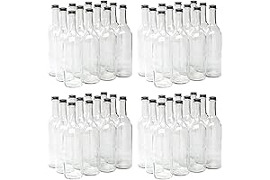 North Mountain Supply Clear Glass Bordeaux Wine Bottles with Black Metal Lids