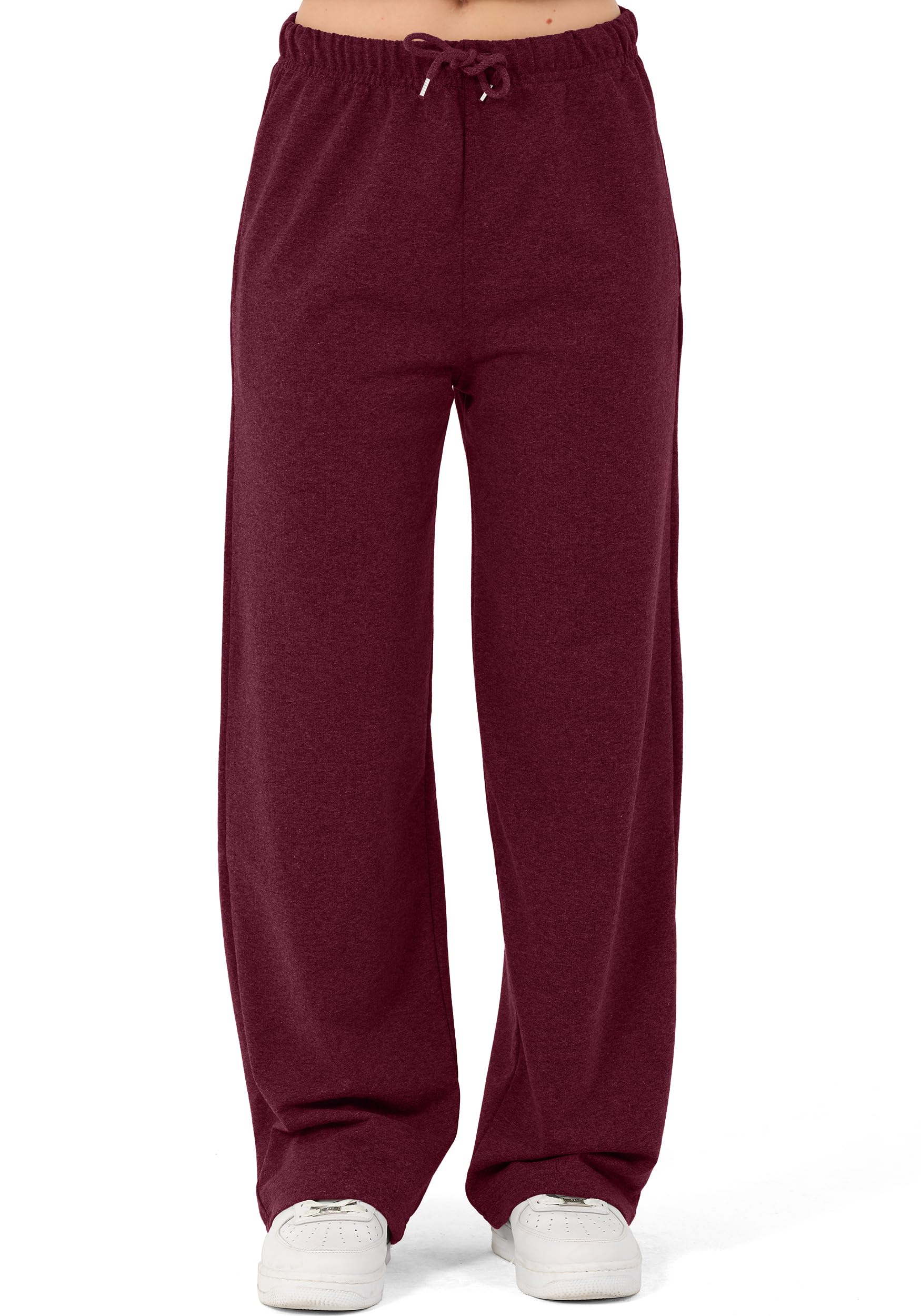 ROSS CAMP Pantalones de chándal para mujer, de algodón, largos, de entrenamiento, pantalones de correr, cómodos, pantalones de chándal de pierna ancha con cintura elástica, pantalones de yoga