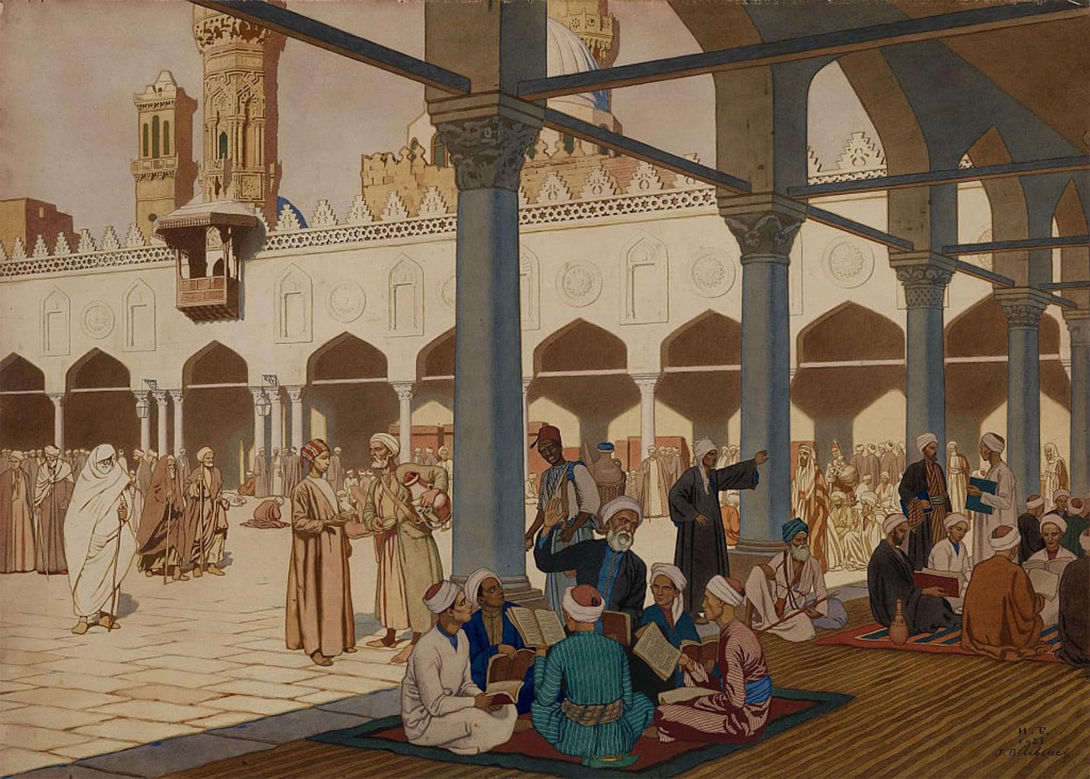 Toile Cour de l'Al-Azhar decoration salon chic et moderne tableau Bilibin 60x90