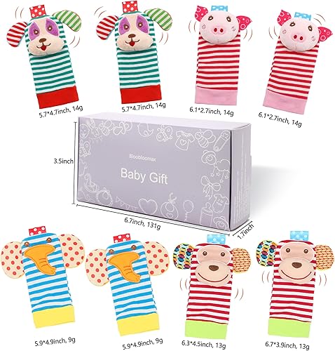 Miniatura 10 de BLOOBLOOMAX Sonajeros de calcetines para bebés de 0 a 24 meses de animales para bebés de 0 a 24 meses