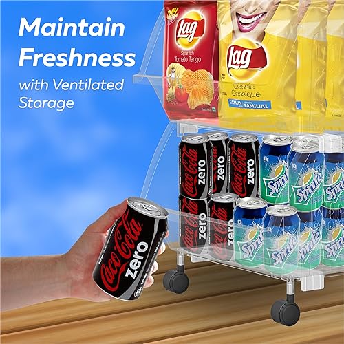 Miniatura 6 de Skywin Contenedores de almacenamiento apilables de plástico transparentes, paquete de 4 cubos de almacenamiento grandes con frente abierto para