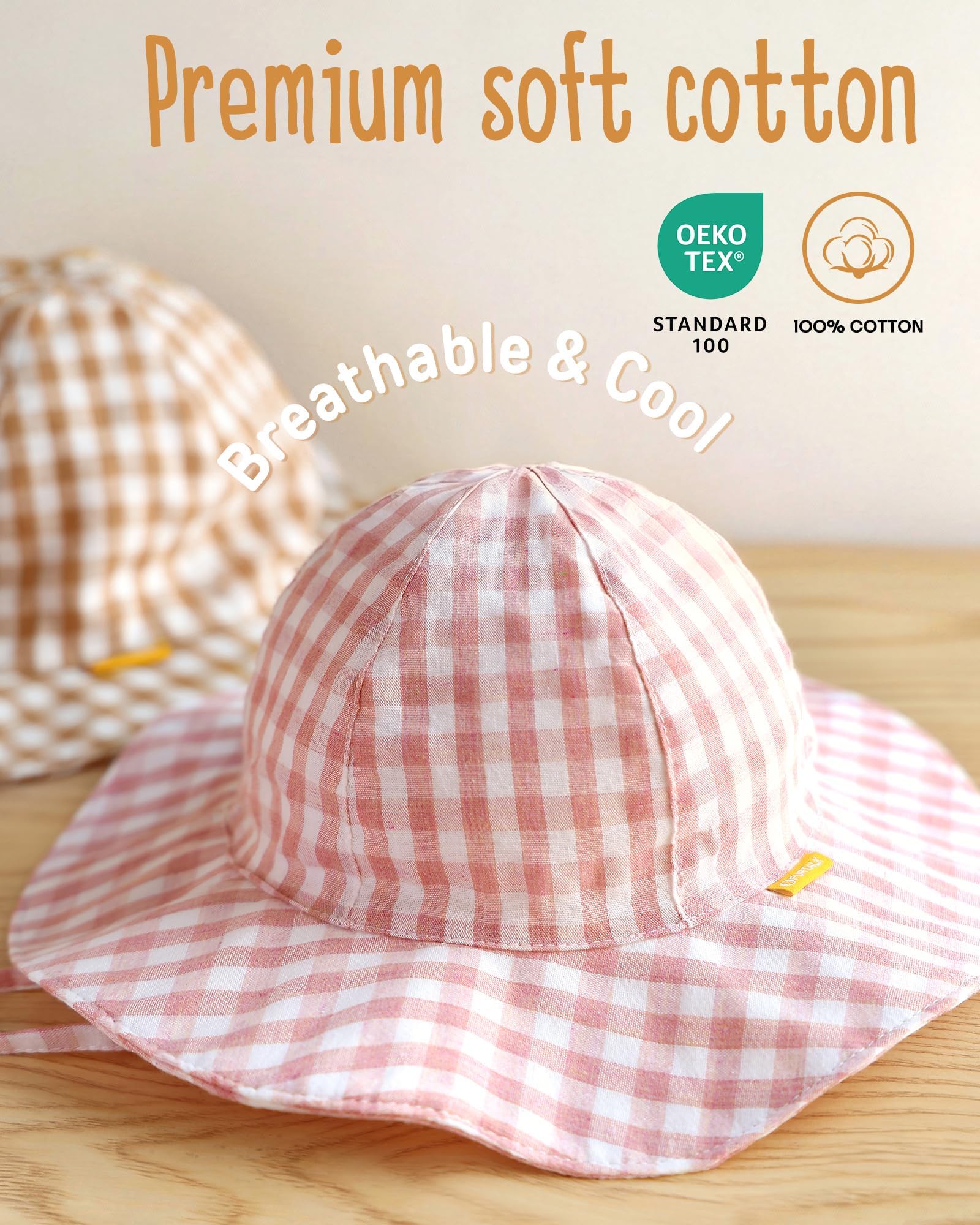 FURTALK Baby Sun Hat Toddler Summer Hats UPF 50+ Wide Brim Girls Boys Bucket Hat - 3