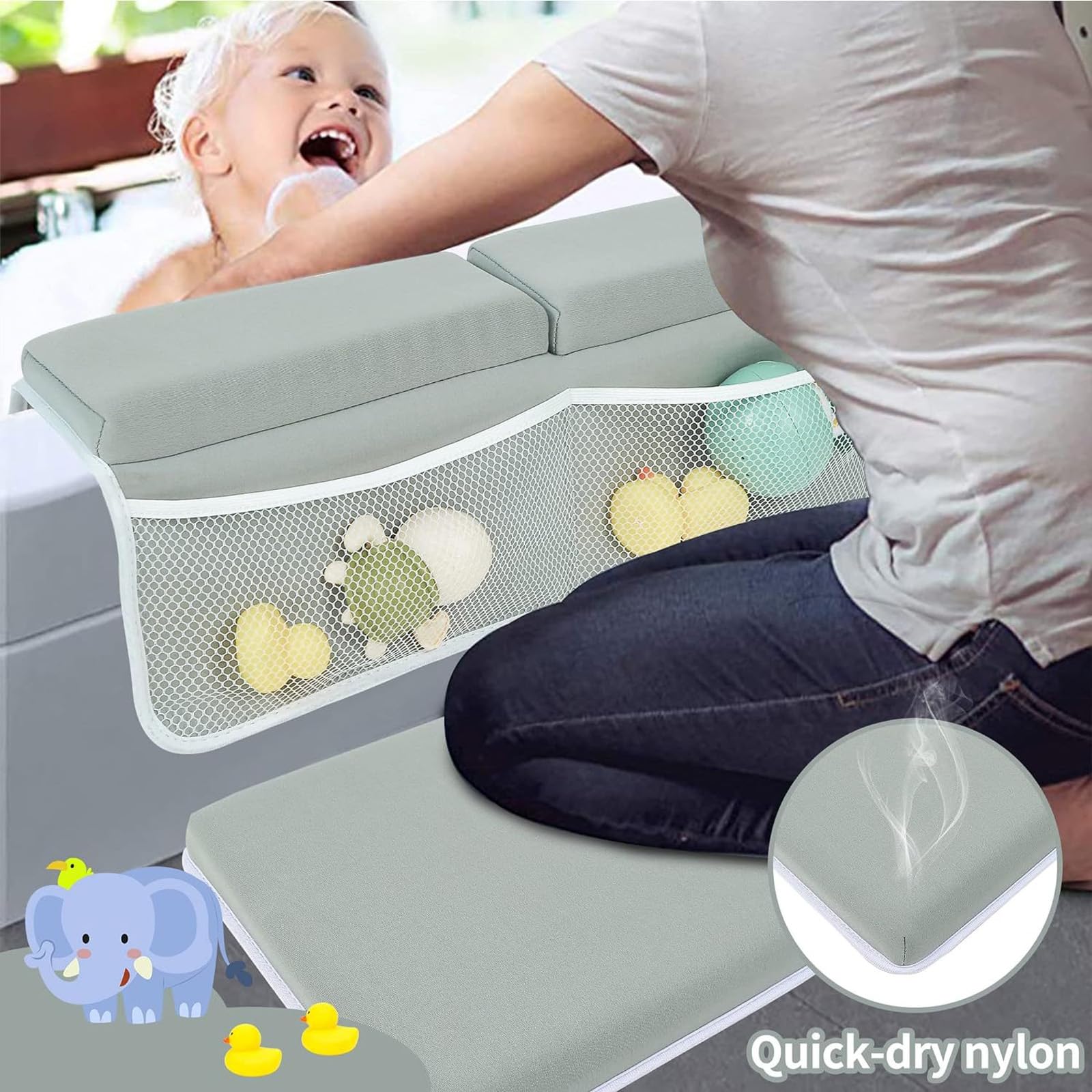 Ergonomisches Kniekissen mit sicheren Saugnäpfen und einfacher Aufbewahrung Dickes Baby Bade Kniepolster für die Badezeit von Kleinkindern Rutschfestes Badezubehör für Kleinkinder