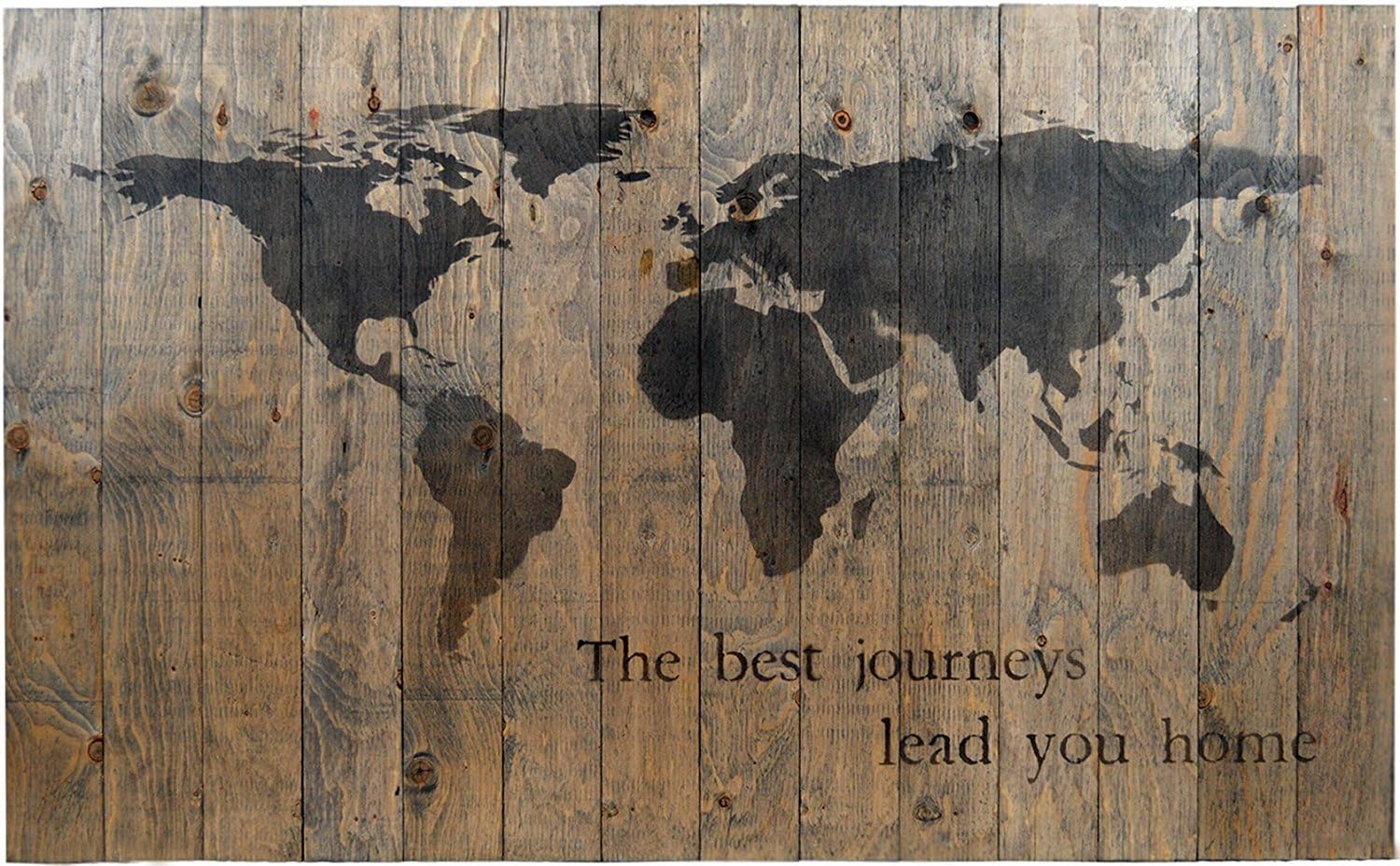 World MAP Rustic BARN Wood Pallet Sign - The Best Journeys Lead You Home. 42x26x2 Handcrafted Rustic Wall Decor Inspirational Quote Will Look Beautiful Add pushpins to Show Where You've Been/Going