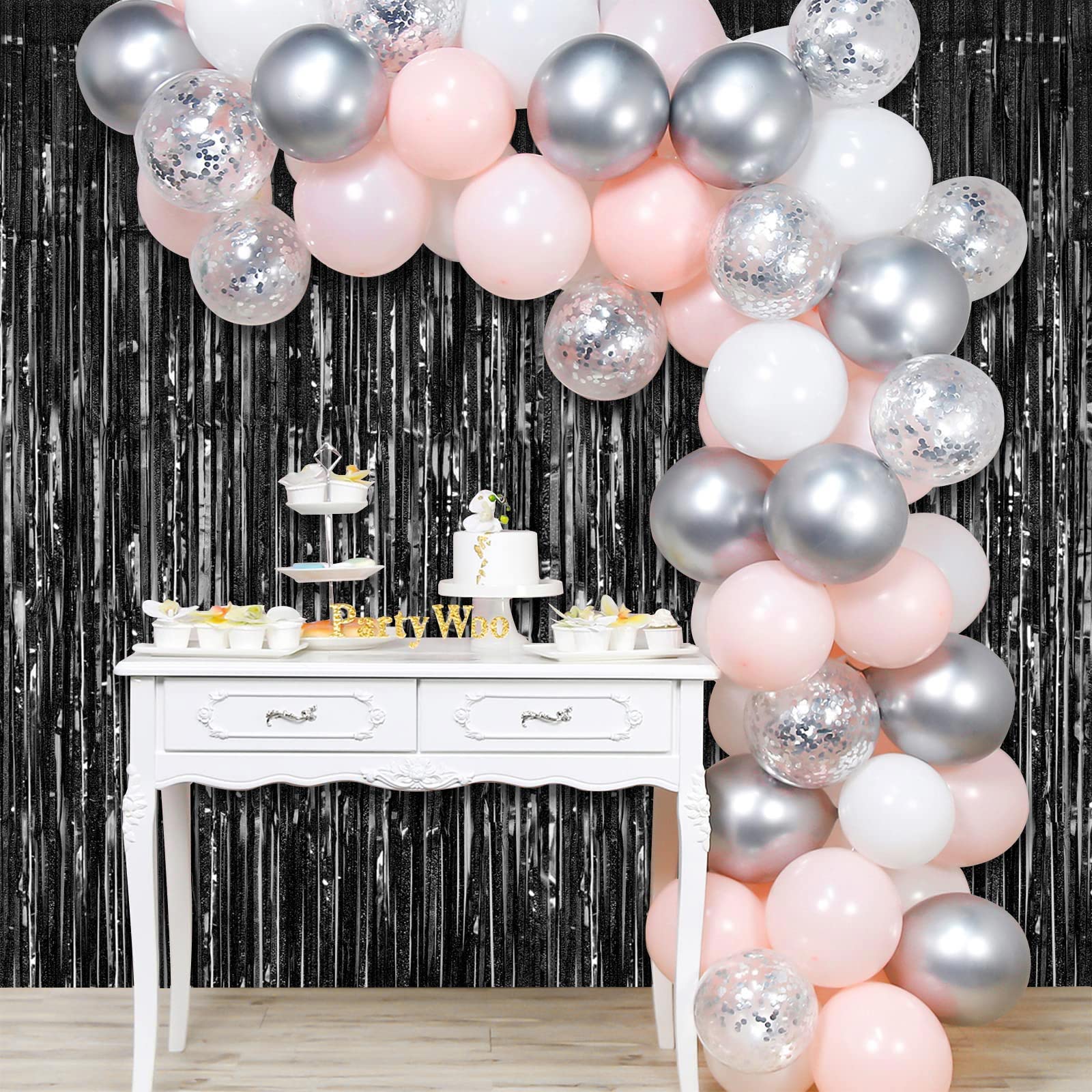 Rideaux à Franges En Papier Aluminium Vert Saige Scintillant - Lot De 4 Pour Décoration De Fête (mariage, Anniversaire, Baby Shower)