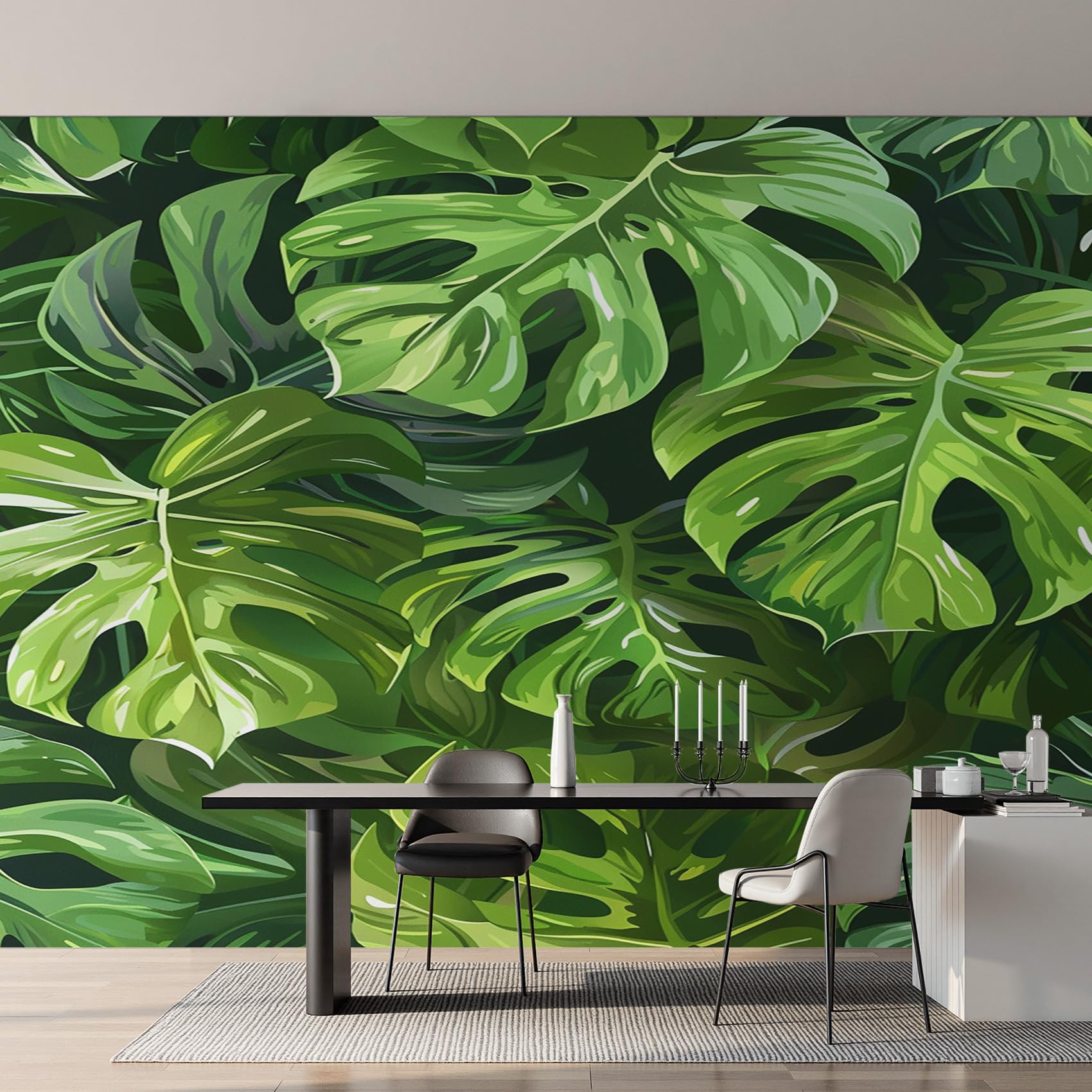 Papier peint intissé monstera panoramique de 250x175 cm pour embellir votre salon