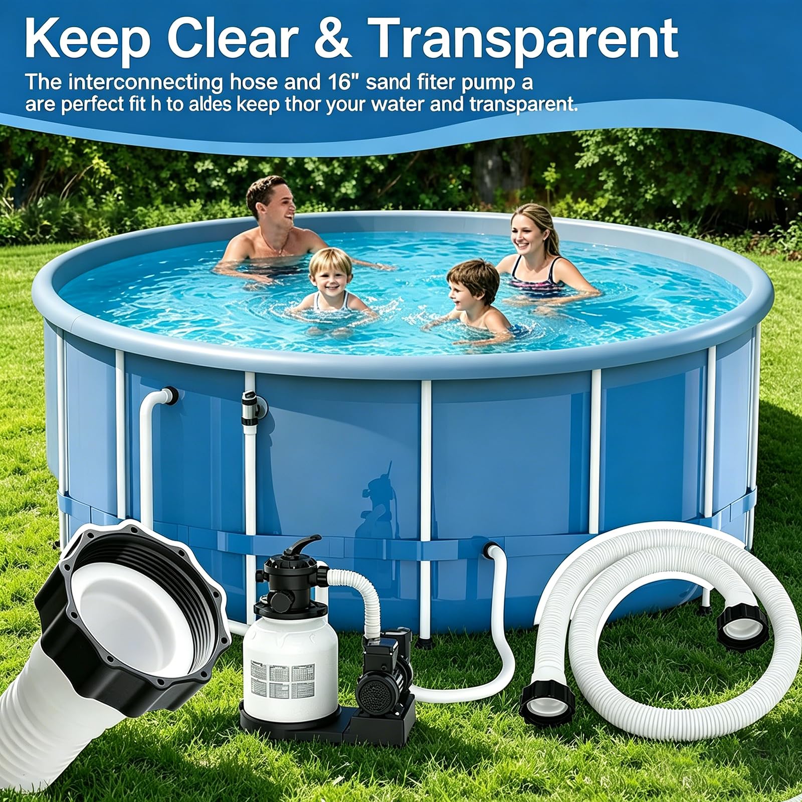 Poolschlauch 38mm 2er Set - 150cm Flexibler Schwimmbadschlauch für Intex Sandfilterpumpe, Filterpumpe, Poolpumpe - Ersatzschlauch für Pool-Sandfilteranlage - Zubehör für Poolreinigungsysteme