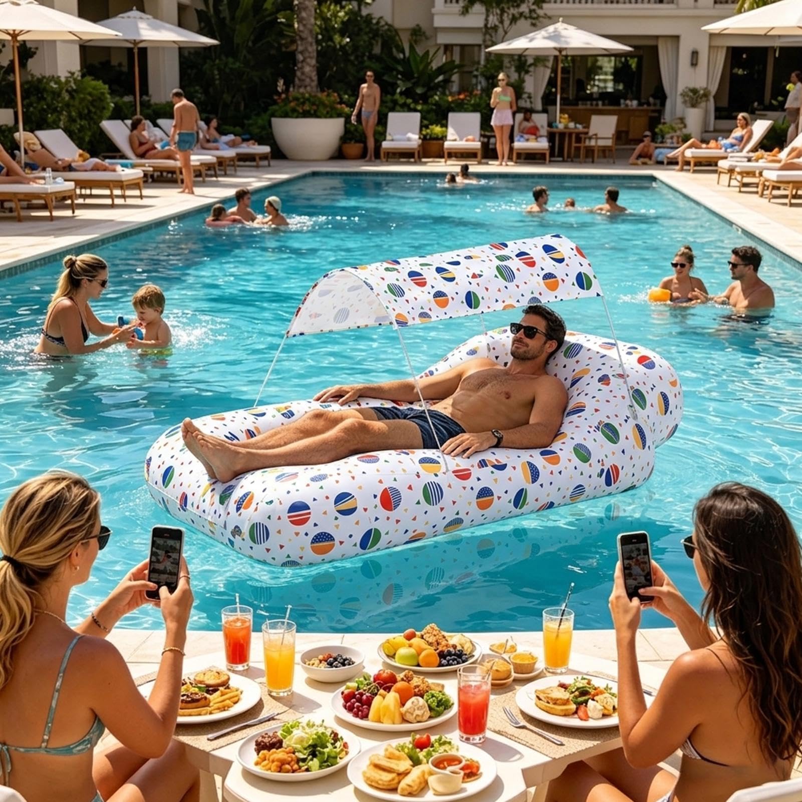 Générique Aufblasbares Strandsofa | aufblasbares Strandsofa mit Windschutz | für Gartenpool | für Ausflüge Camping Wandern Picknick Urlaub Garten Meer