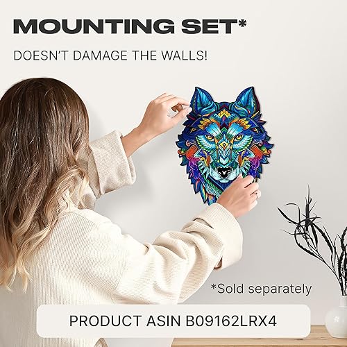 Miniatura 6 de UNIDRAGON Rompecabezas de madera originales, lobo majestuoso, 310 piezas, tamaño King de 11.8 x 16.1 pulgadas, hermoso paquete de regalo, forma