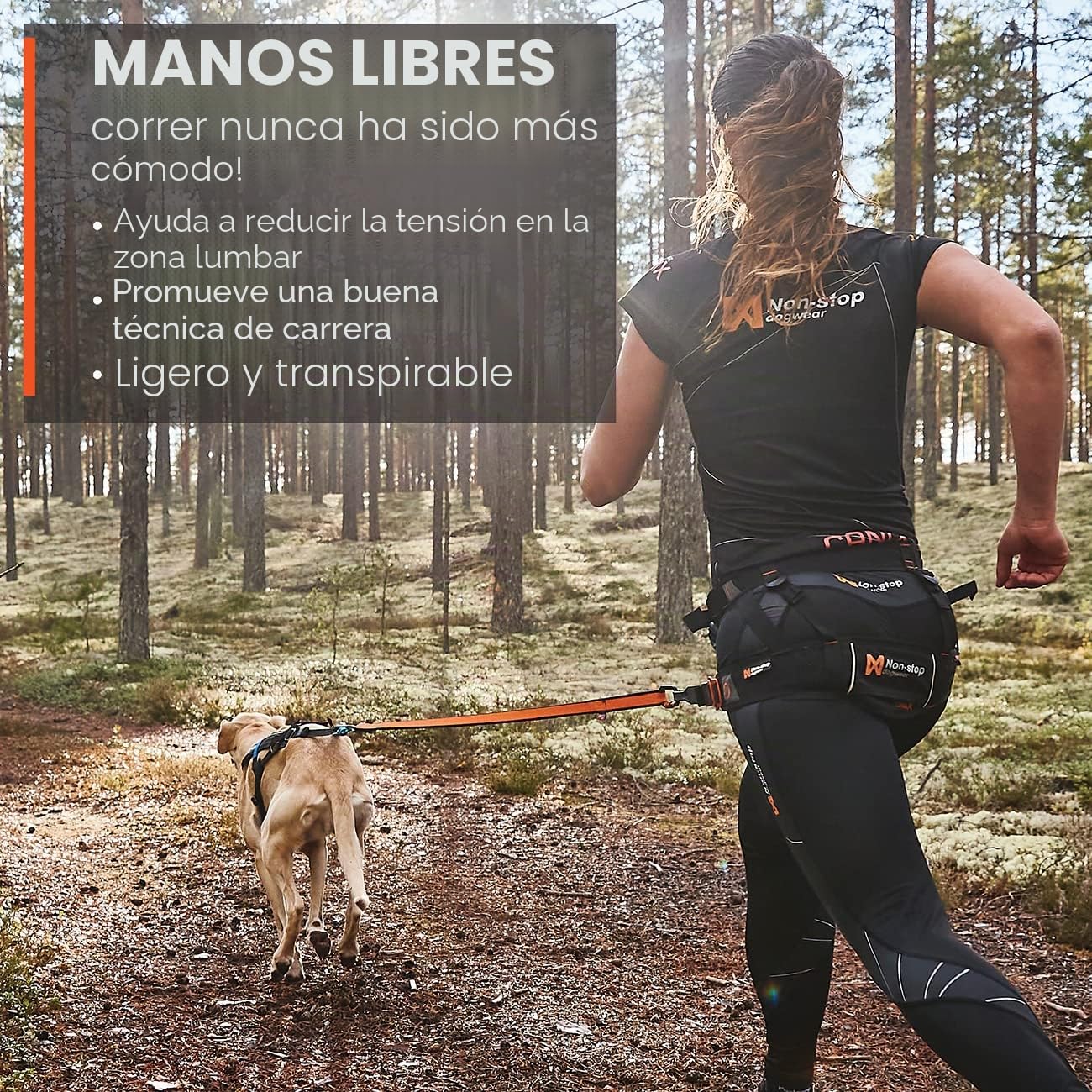 Non-Stop Dogwear Cinturón Canix para Perros | 123X | Máxima Seguridad – Peso Mínimo | Talla M | Canicross