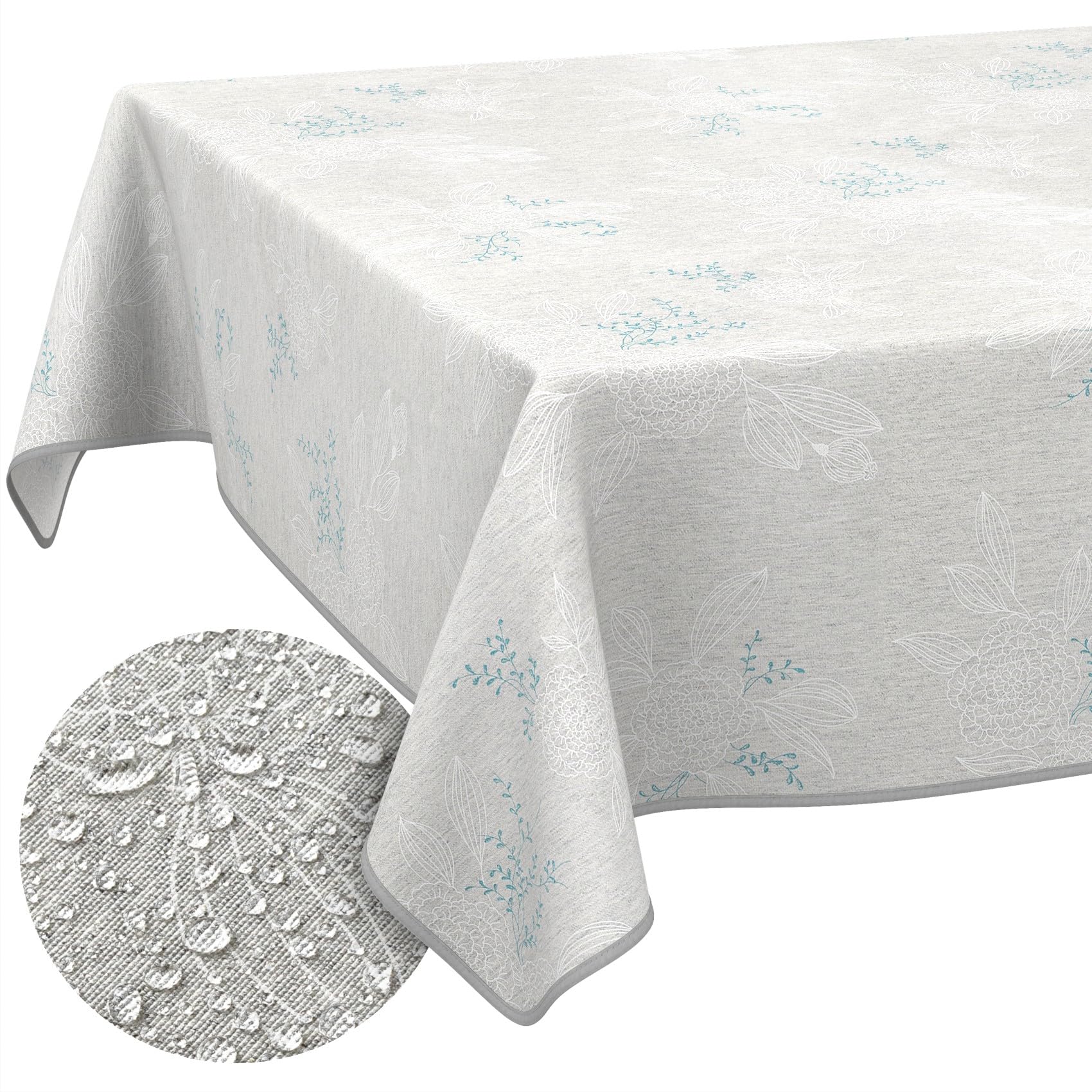ANRO Mantel de Mesa Tela 70% Algodón 30% Poliéster | Japondi Gris | Rectangular Oval Redondo | Fácil Limpieza 180x140 cm