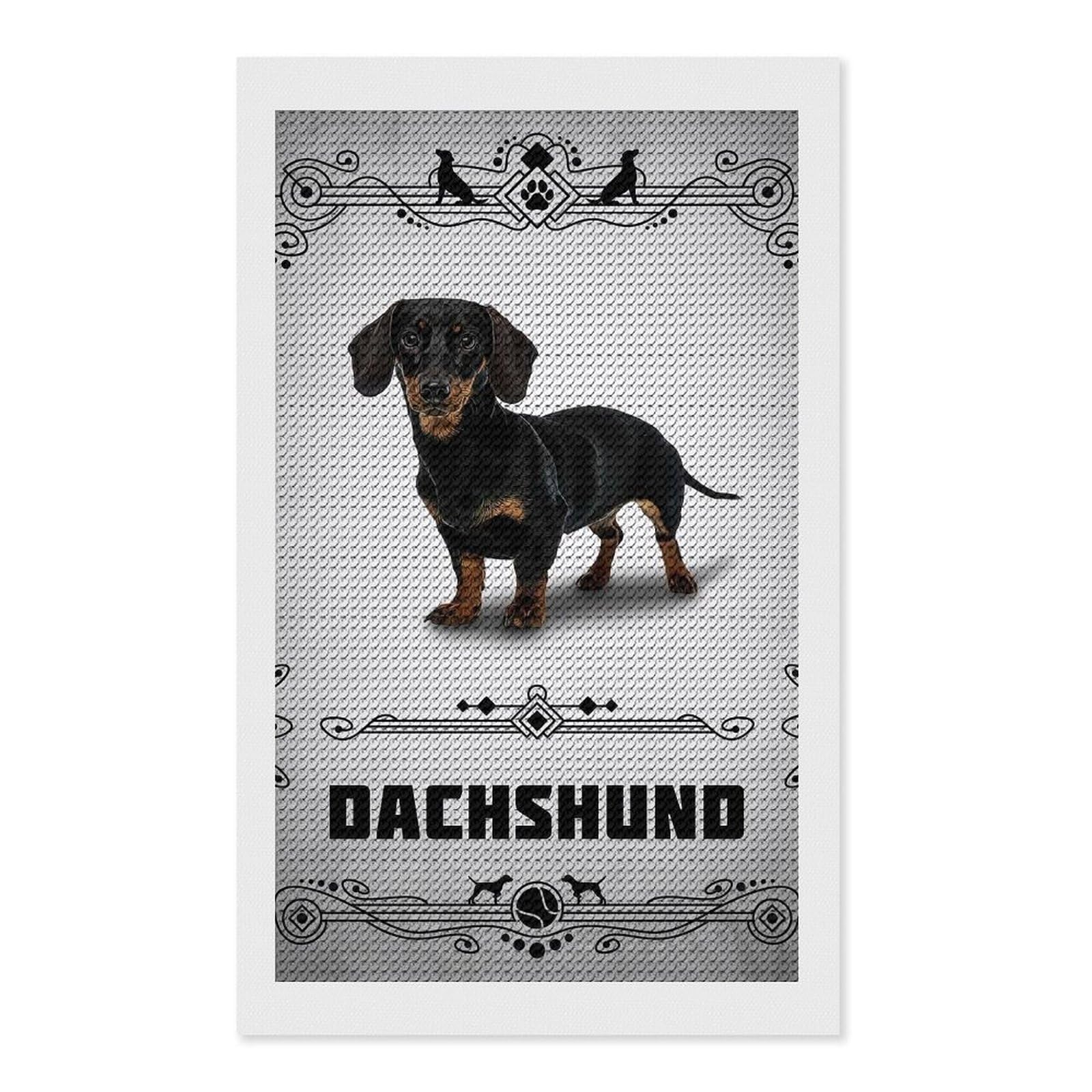 Junmoney Dachshund Diamond Art Canvas 12"x20", Easy Handmade Project, Complete Accessories, Bedroom Decor, Birthday Gift