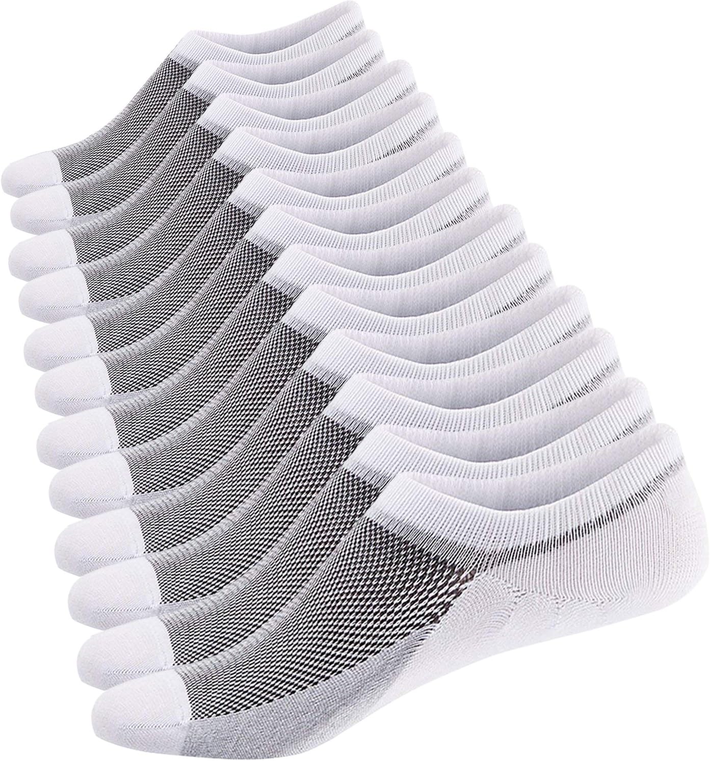 Men's No Show Socks Ultra Low Cut Casual Socks Invisible Boat Shoe Liners with Non-Slip Grip