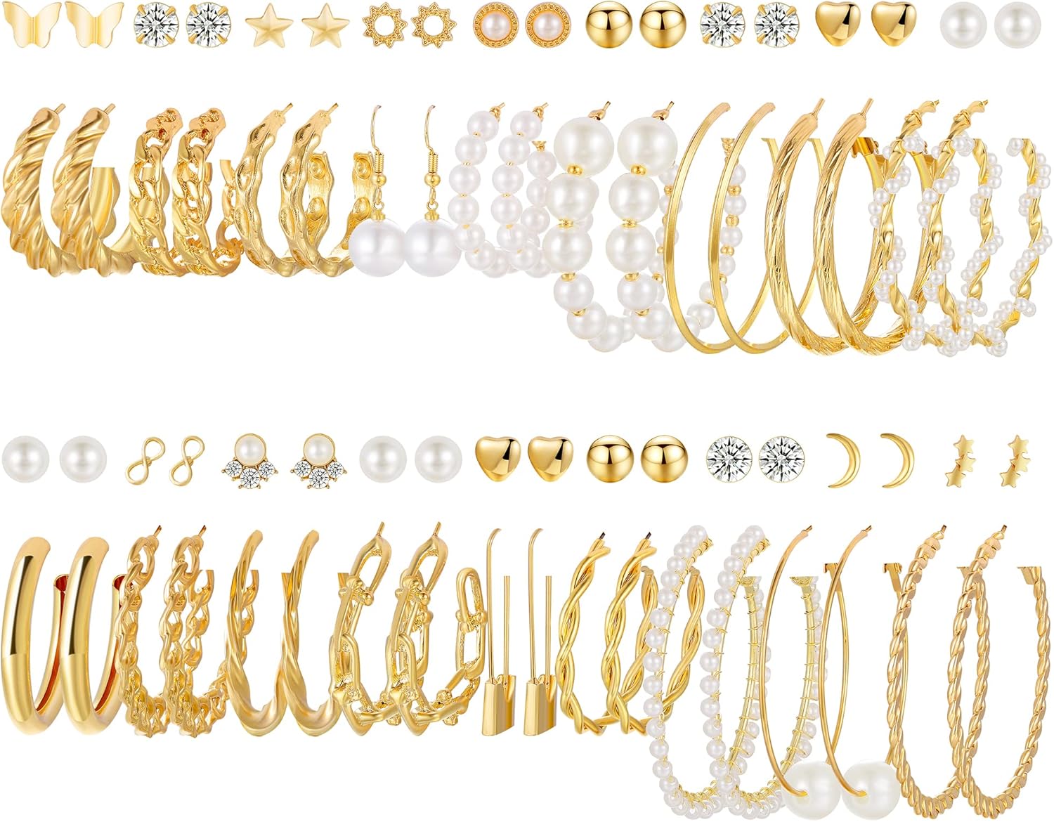 30 pares de aretes de oro para mujer, niñas, aros Costa Rica Ubuy