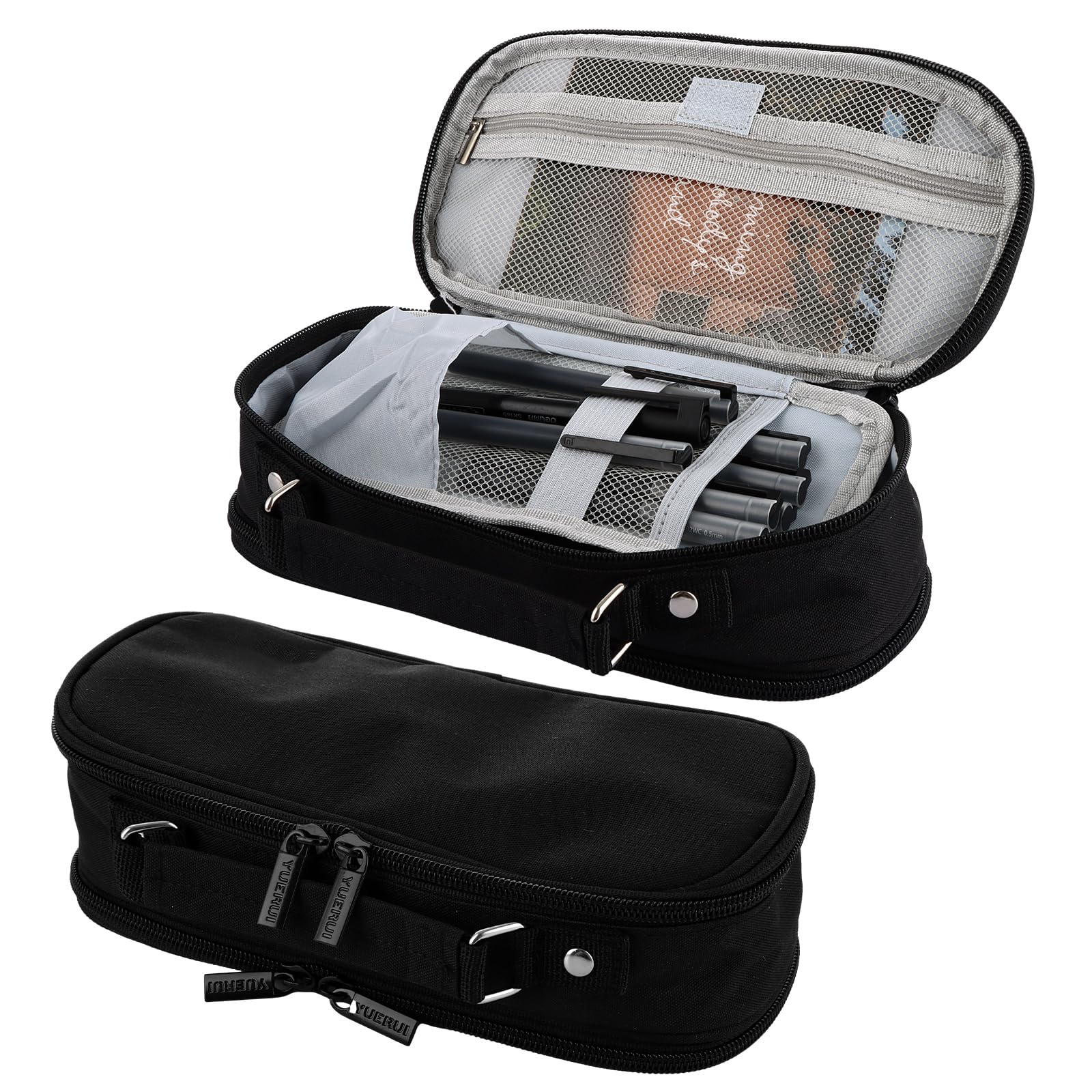 ASelected Extre Large Capacity Pencil Case,Pencil Case for Large Capacity Storage,Multifunctional Pen Case Pouch Stationery Organizer Makeup Bag for Teen College Students School Office Supplies,Black