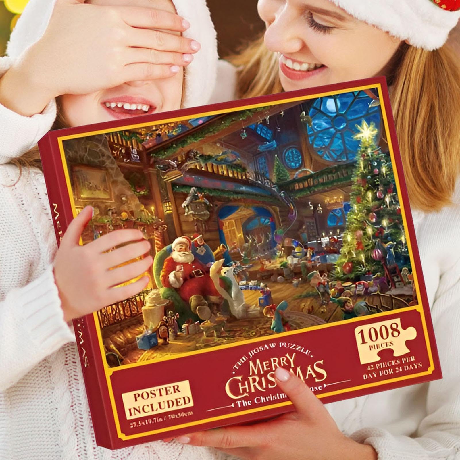 Calendario Avvento Puzzle BUHAH 2024 - 1008 Pezzi, 24 Scatole, Vetro Colorato