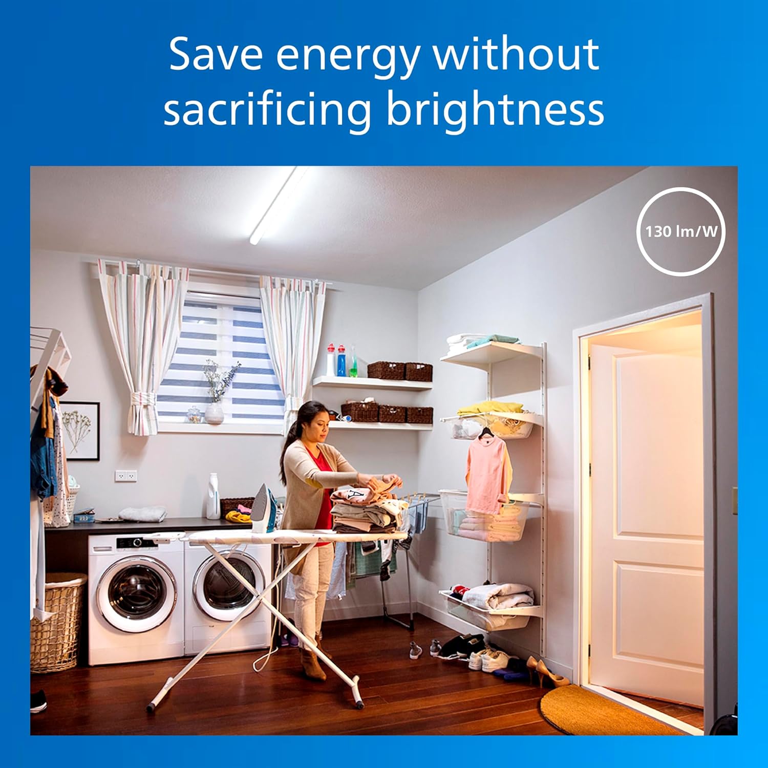 Philips LED 2-Pack 4FT High Brightness Utility Garage Shop Batten Strip Fixture, Hardwired, 3800/4300/5200lm, CCT 3500/4000/5000K, 50,000 Hours, Damp Rated, 120-277V - Basement Ceiling Undercabinet