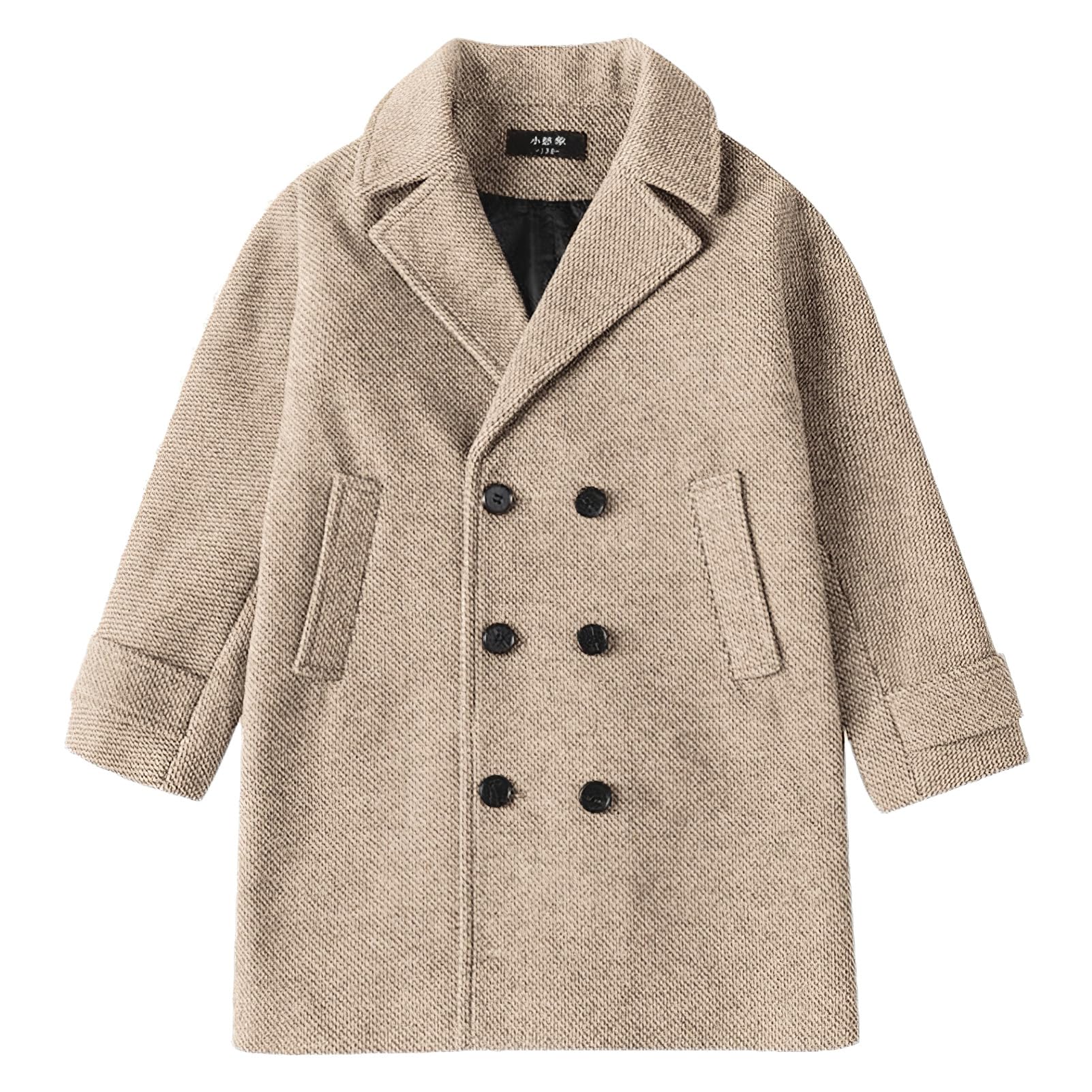 amropi Jungen Mantel Winter Erbsenmantel Doppelten Breasted Trenchcoat Warm Jacke für 3-10 Jahre