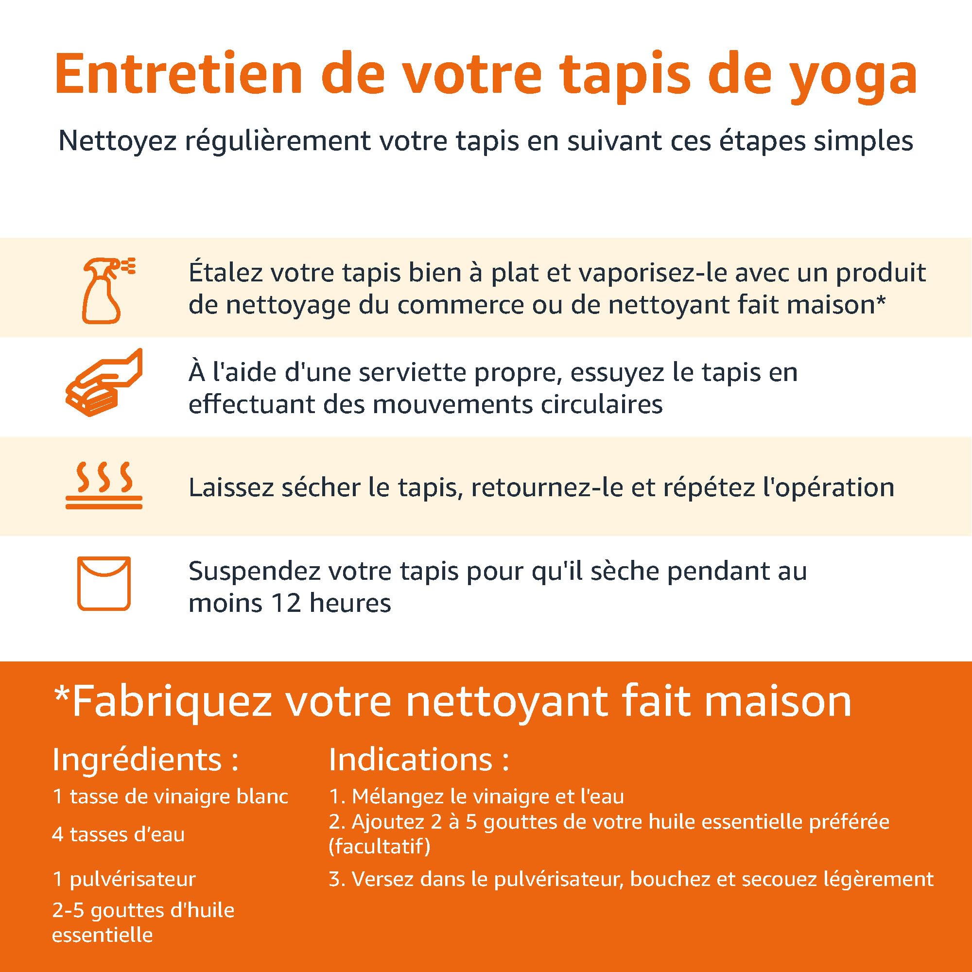 Amazon Basics Tapis de yoga antidérapant épais 183 x 61 x 1 cm Noir
