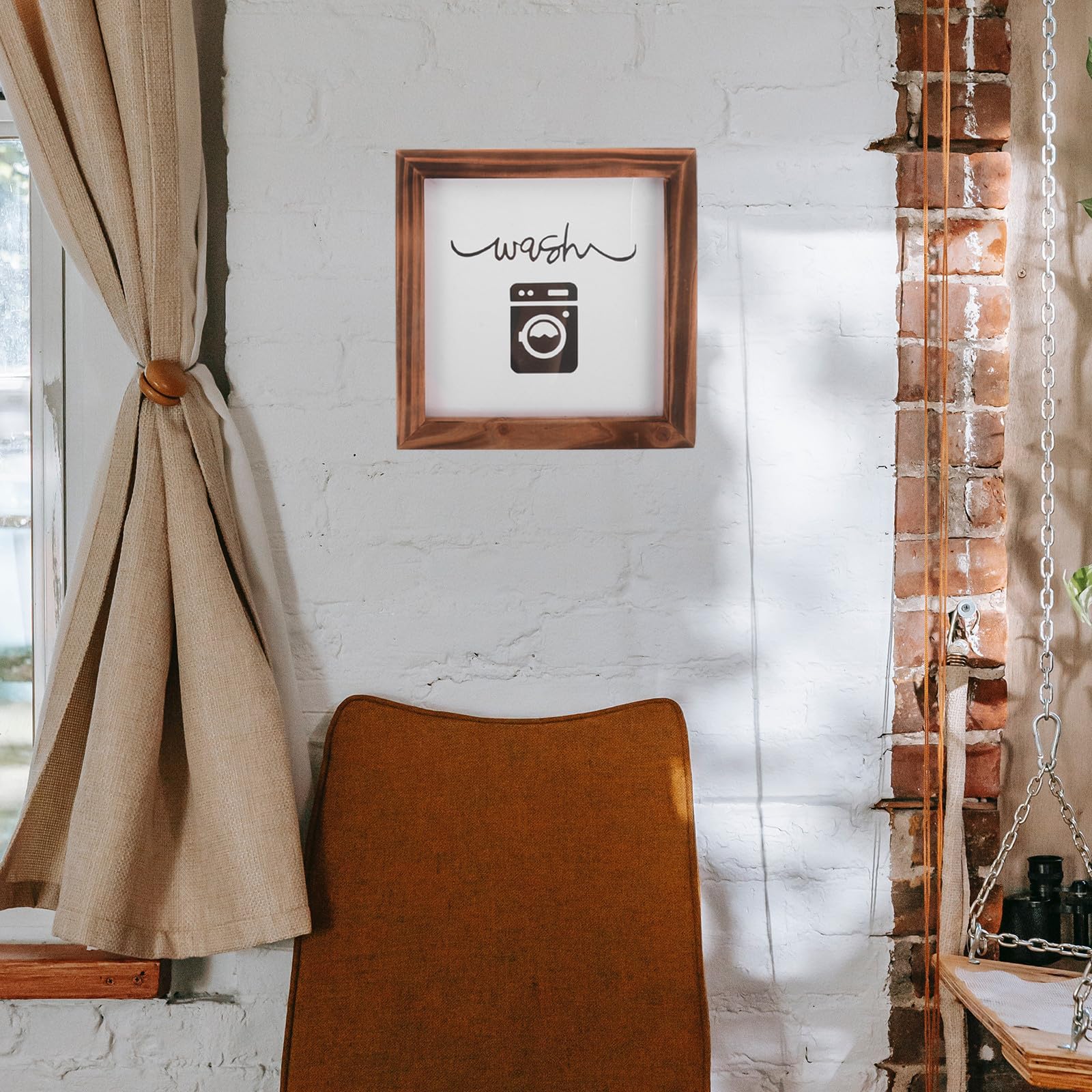 INOOMP Cartelli in Legno per Lavanderia Rustica da Parete, Targhe Decorative Scritte Ispiratrici per Arredamento Country, Set di 4 Insegne da Appendere per Decorazione Stanza Lavanderia