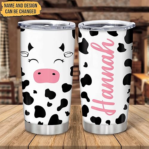 Miniatura 2 de Hyturtle Vaso de vaca personalizado de 20 onzas y 30 onzas con tapa, regalo para mujeres, niñas, hijas, hermanas, amantes de los animales, Navidad,