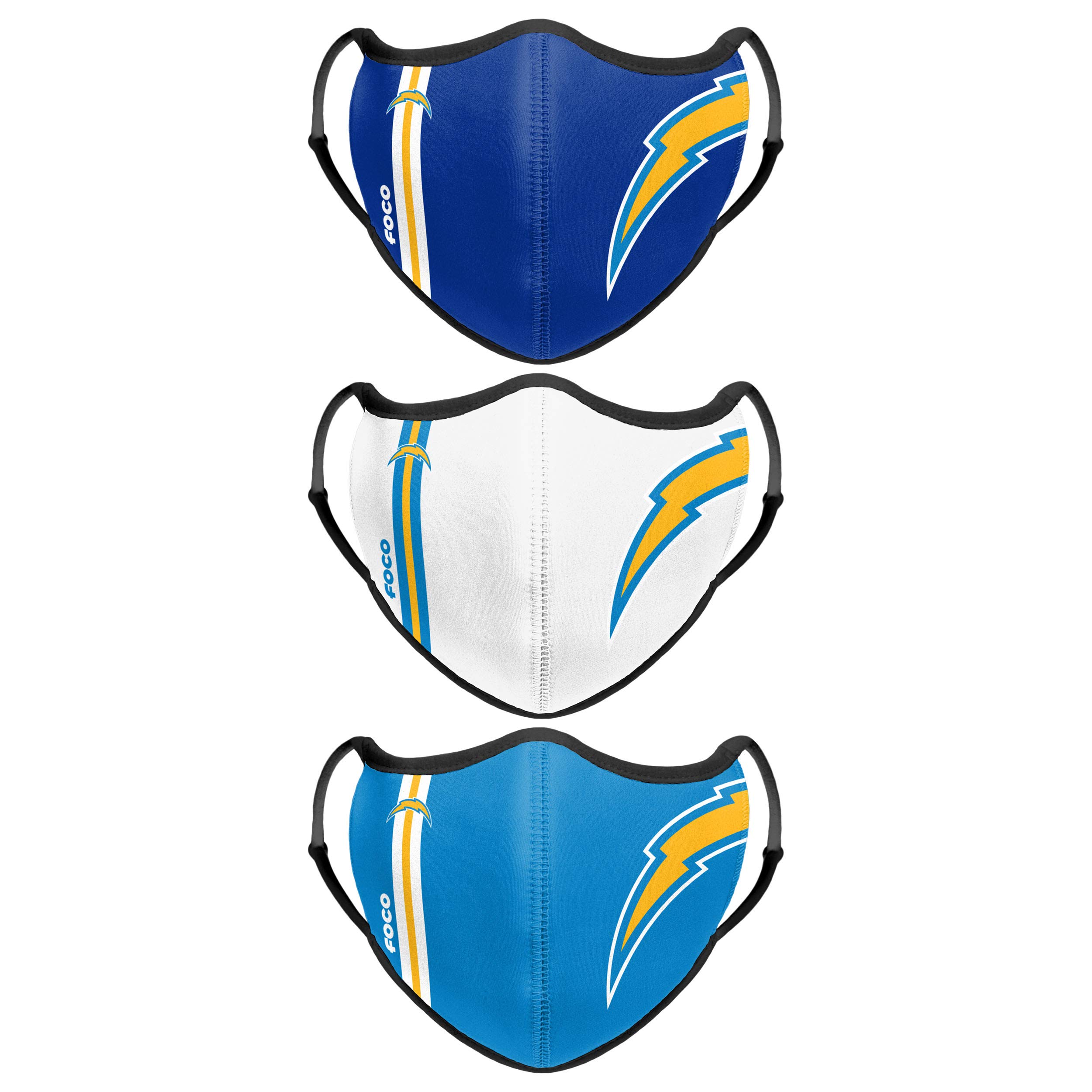 FOCO Los Angeles Chargers NFL Sport 3 Pack Face Cover