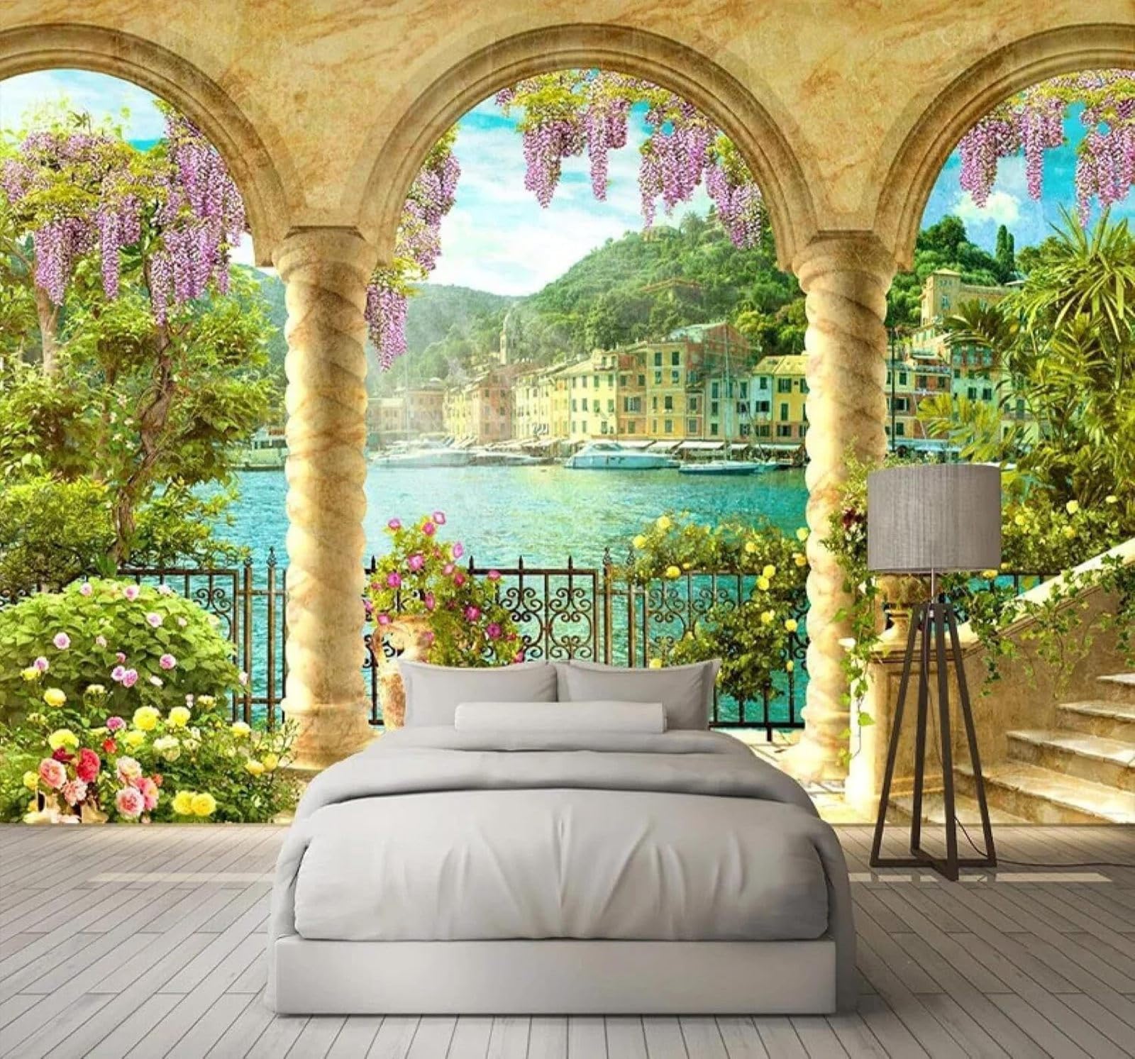 XLMING Creative Arch Lake View Architecture Landscape 3D Wallpaper Luxury Home Dining Decor Paste Sofa Living Room The Wall for Bedroom Mural-300cm×210cm