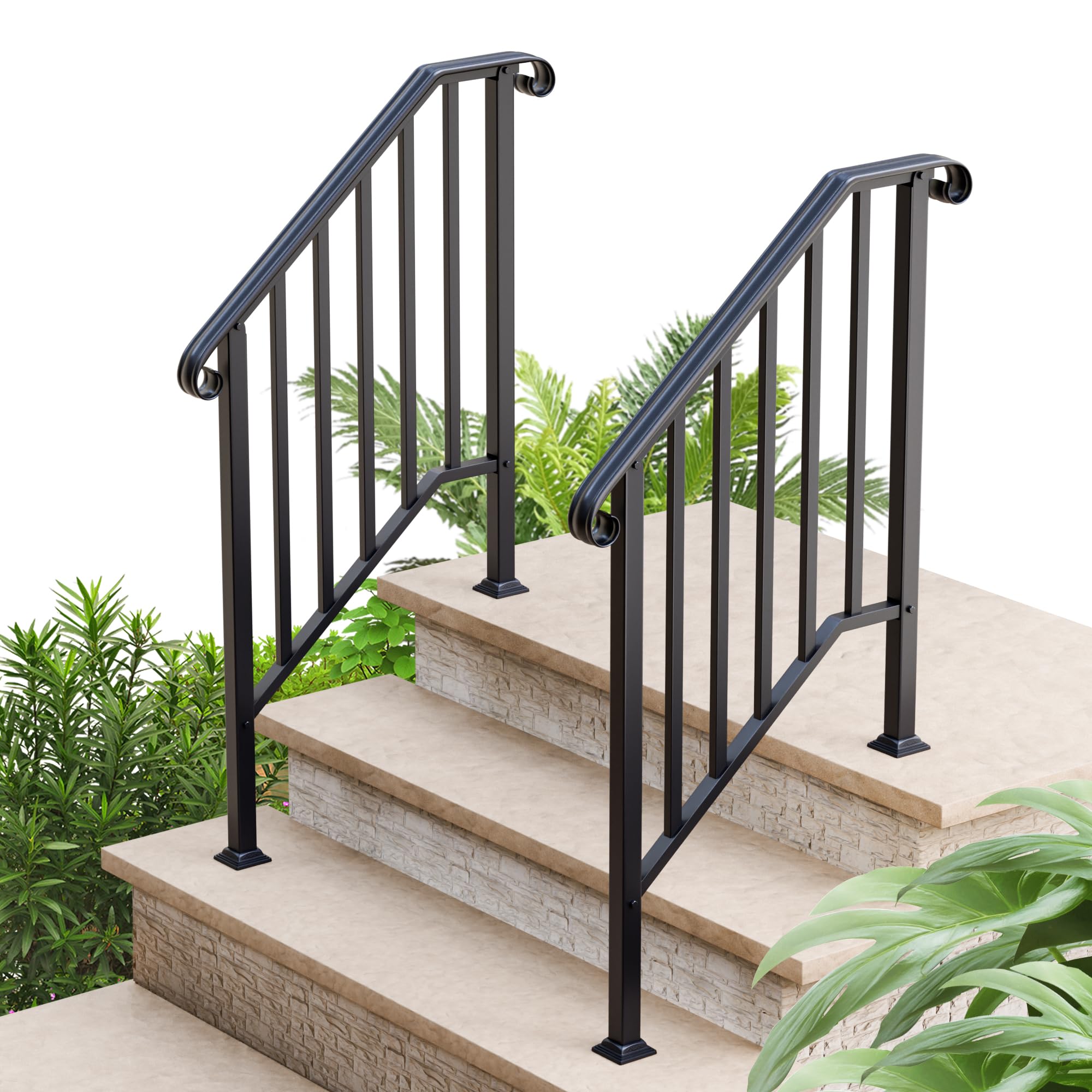 Snapklik.com : BNSPLY 2 Pack 3 Step Handrails For Outdoor Steps ...