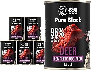 JOHN DOG Hundenassfutter Pure Black Hirsch - Premium Getreidefreies Hundefutter mit 96% Fleisch - Monoprotein Nassfutter für ausgewachsene Hunde 6 x 400g product image