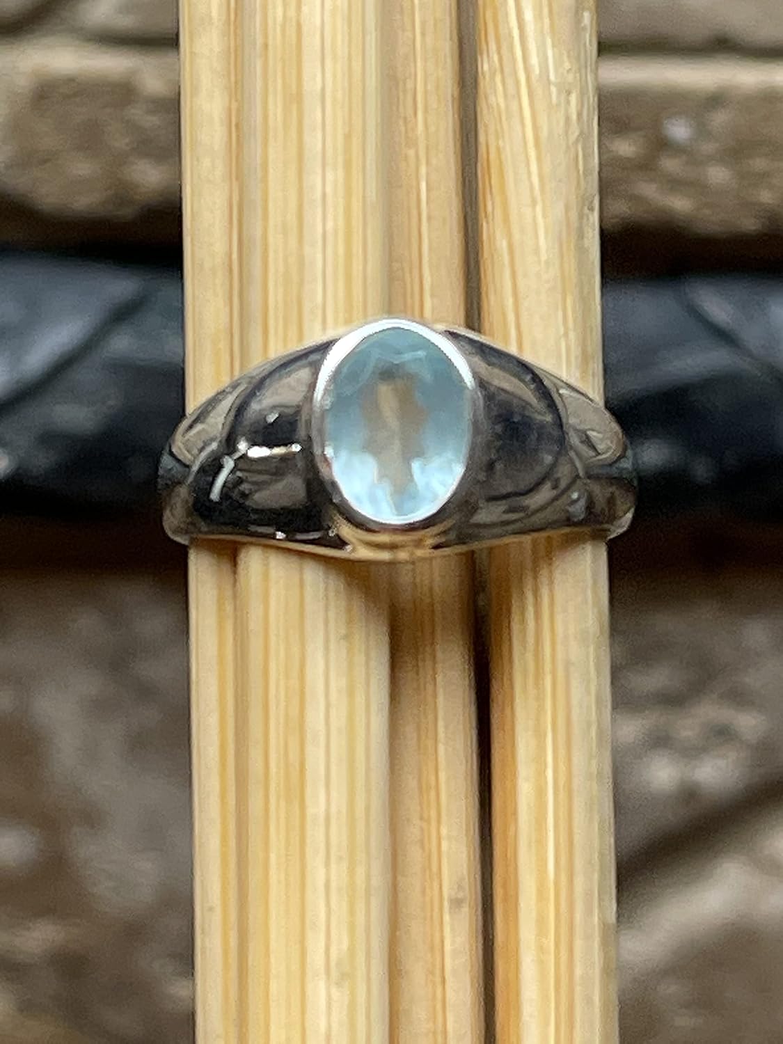 Natural Aquamarine 925 Solid Sterling Silver Ring Size 6.75 - Image 8