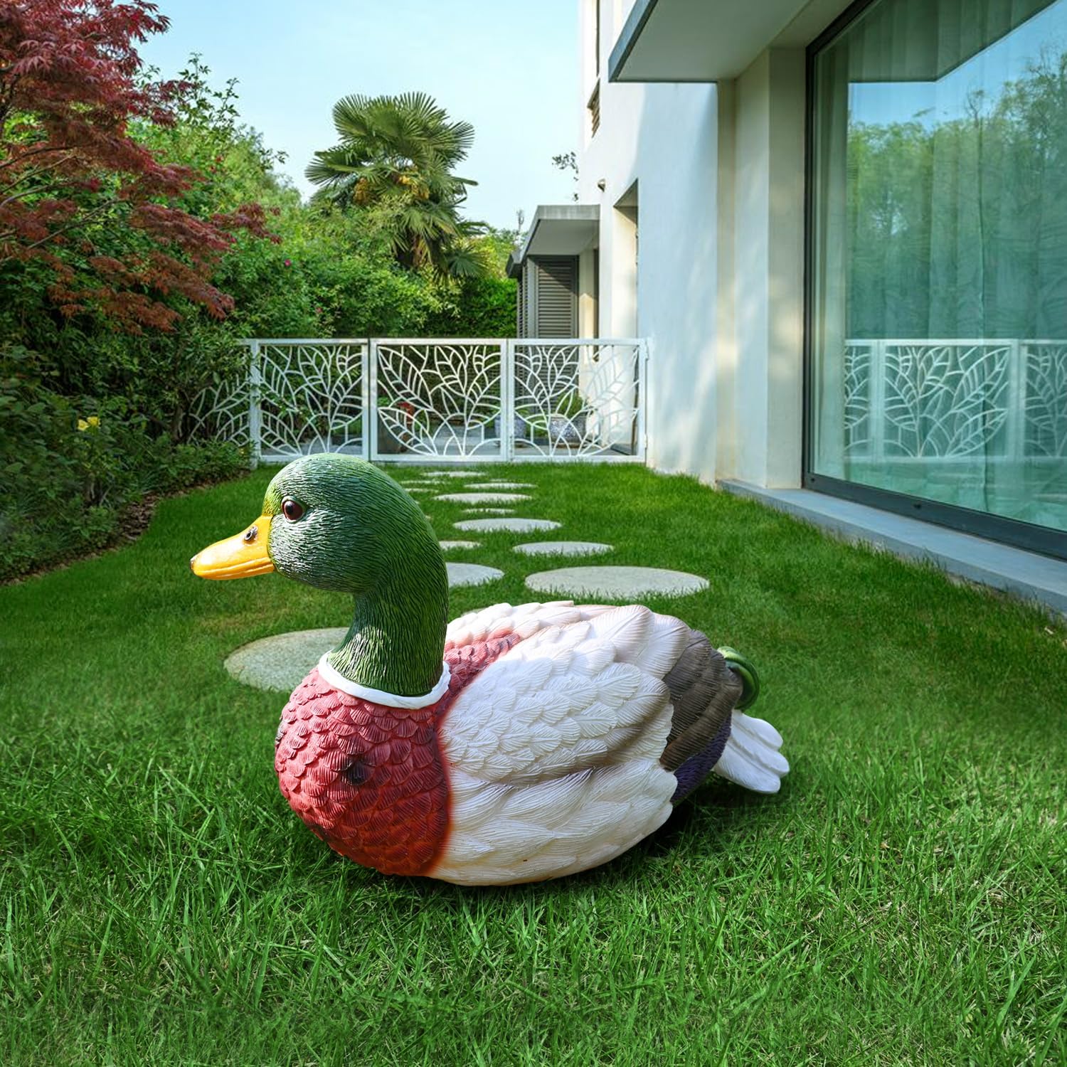 Mallard Duck Decor Garden Statue: Decorations for Home Small Duckling Figurine Lawn Ornaments Yard Sculpture Resin Animal Figures for Outside Decorative Backyard Art