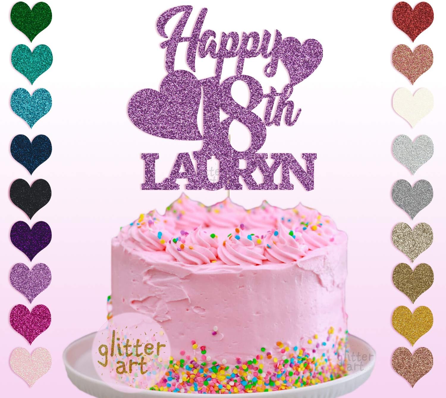 18th Name Cake Topper Custom Personalised Birthday Debut 18 16 21 23 25 30 50 60 (Lilac)