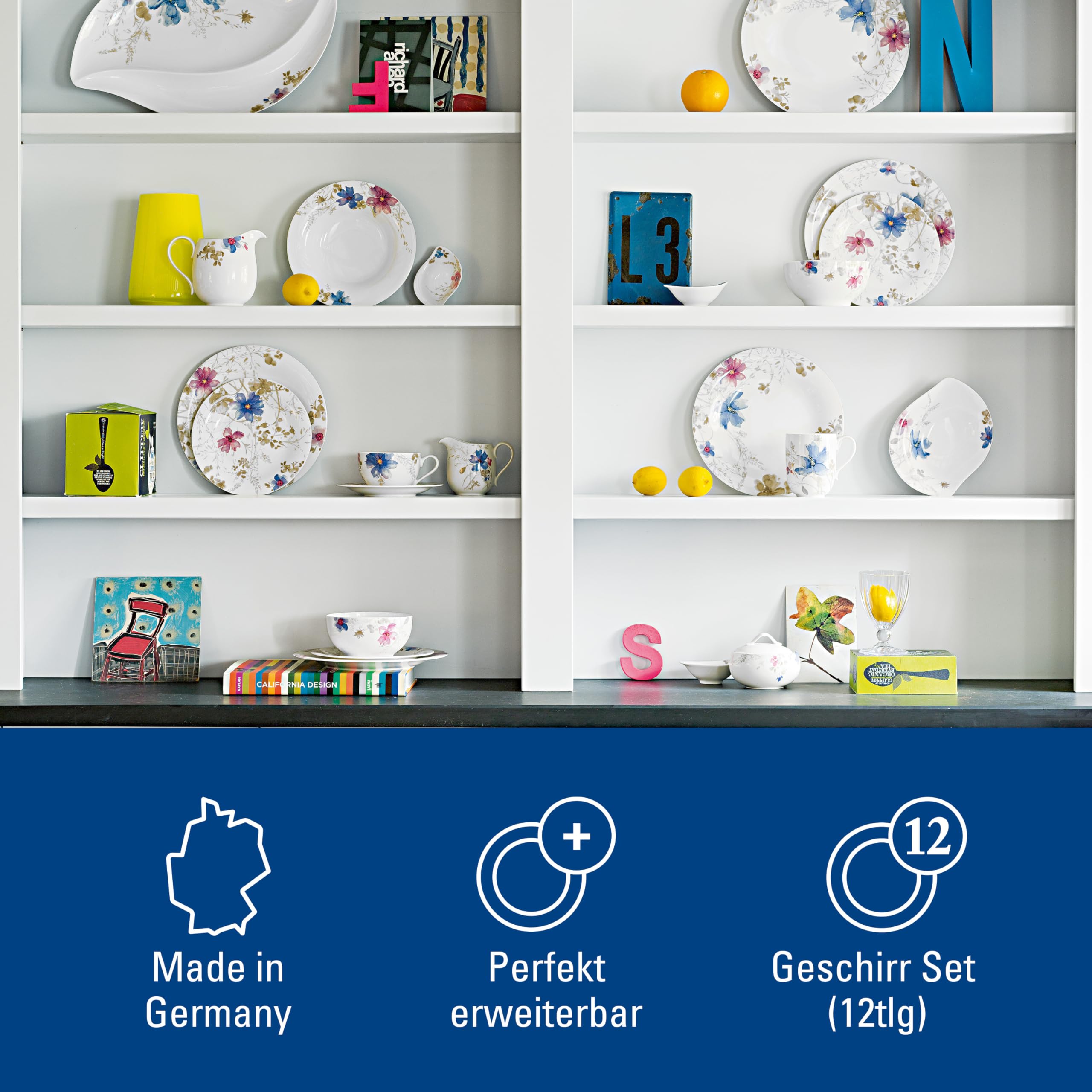 Amazon.com: Villeroy & Boch Mariefleur Gris Basic Dinner Set for