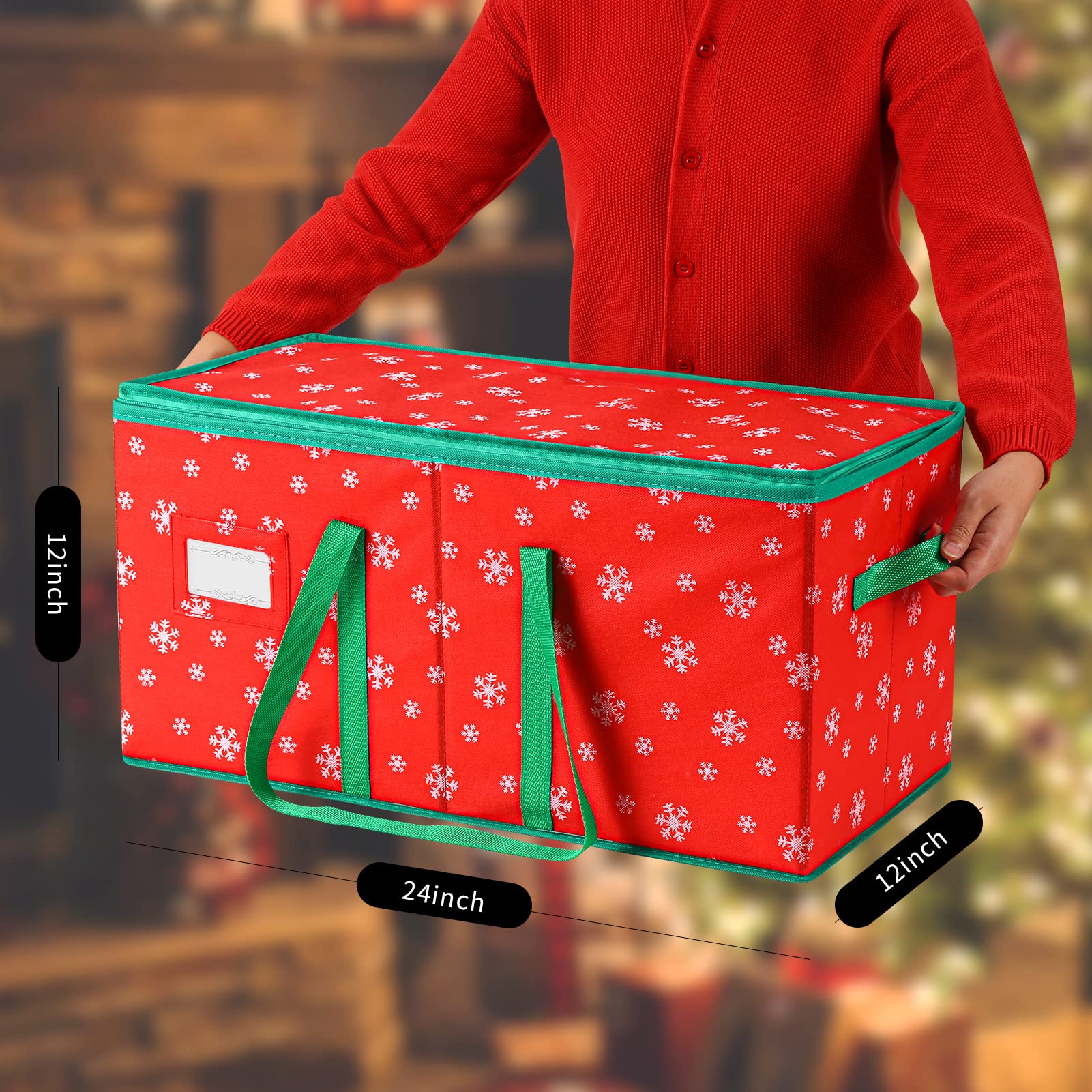 MODFUNS Weihnachts-Ornament-Box – 128 Fächer, 600D Oxford – Mit Tragegriffen & Außentasche – 64,8x32,8 Cm