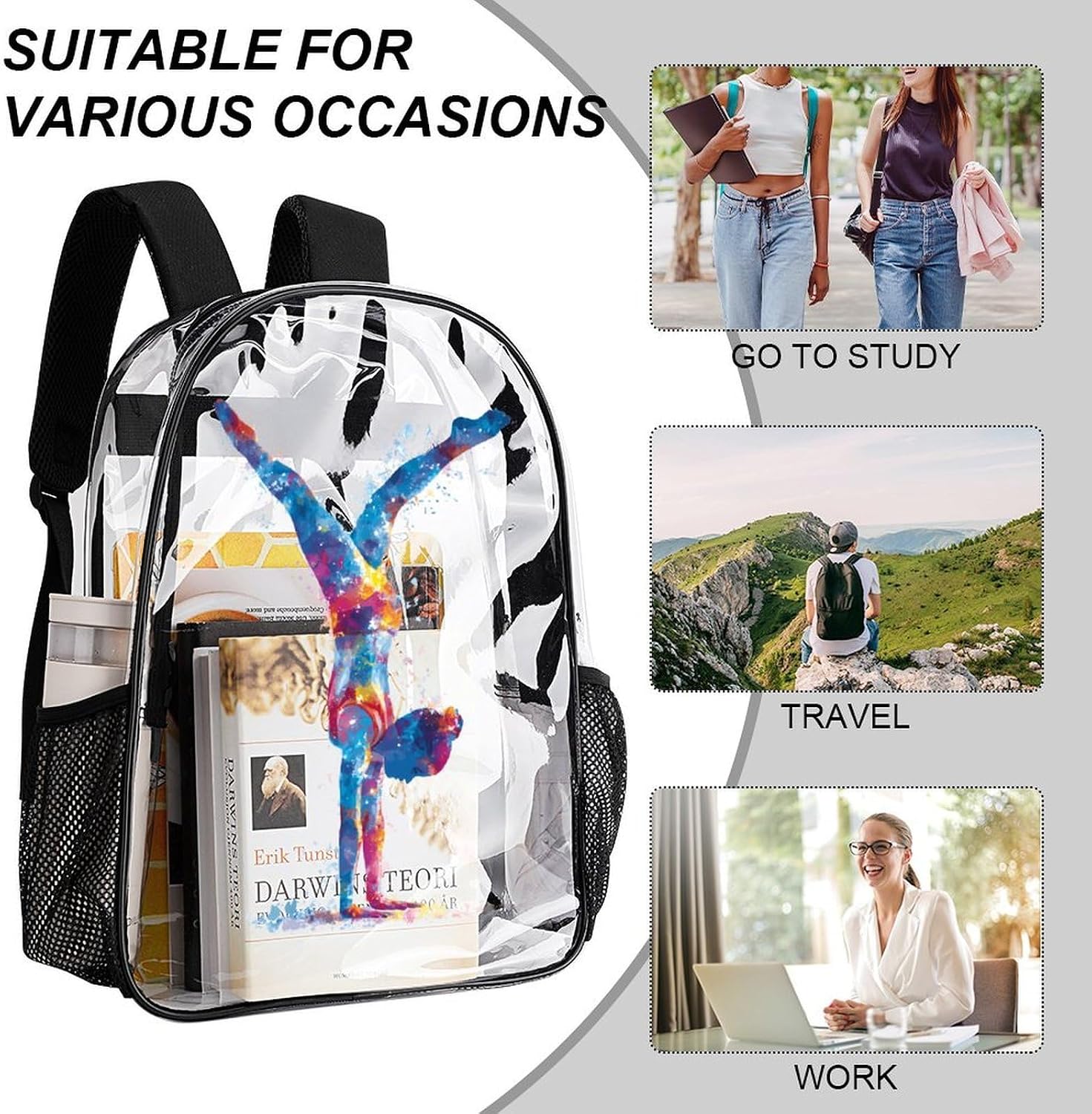 Gymnastics Gymnast Unisex Transparent Backpacks Clear Bags